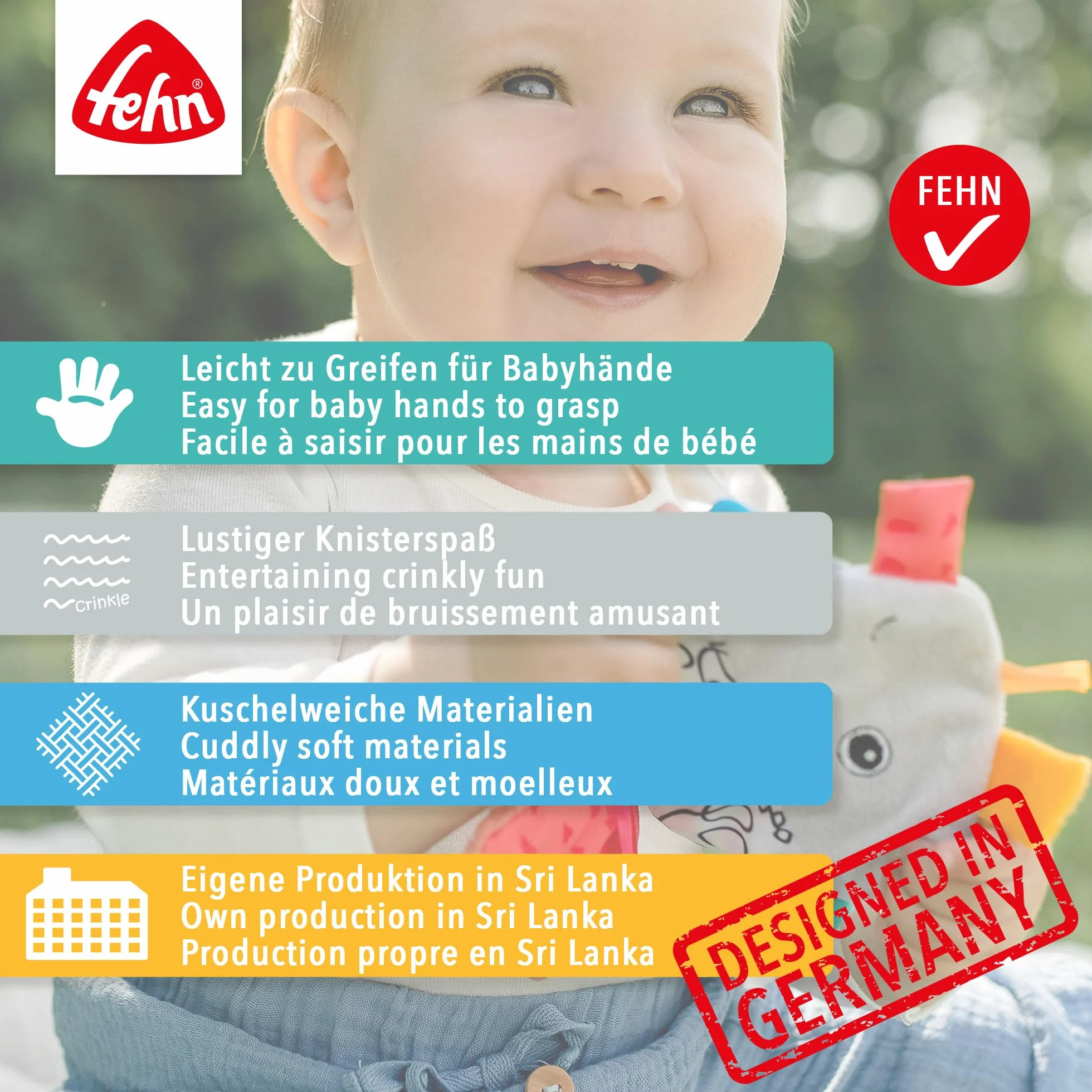 Fehn étoile de mer bruissante jouet d'activité pour bébé dès 0+ mois