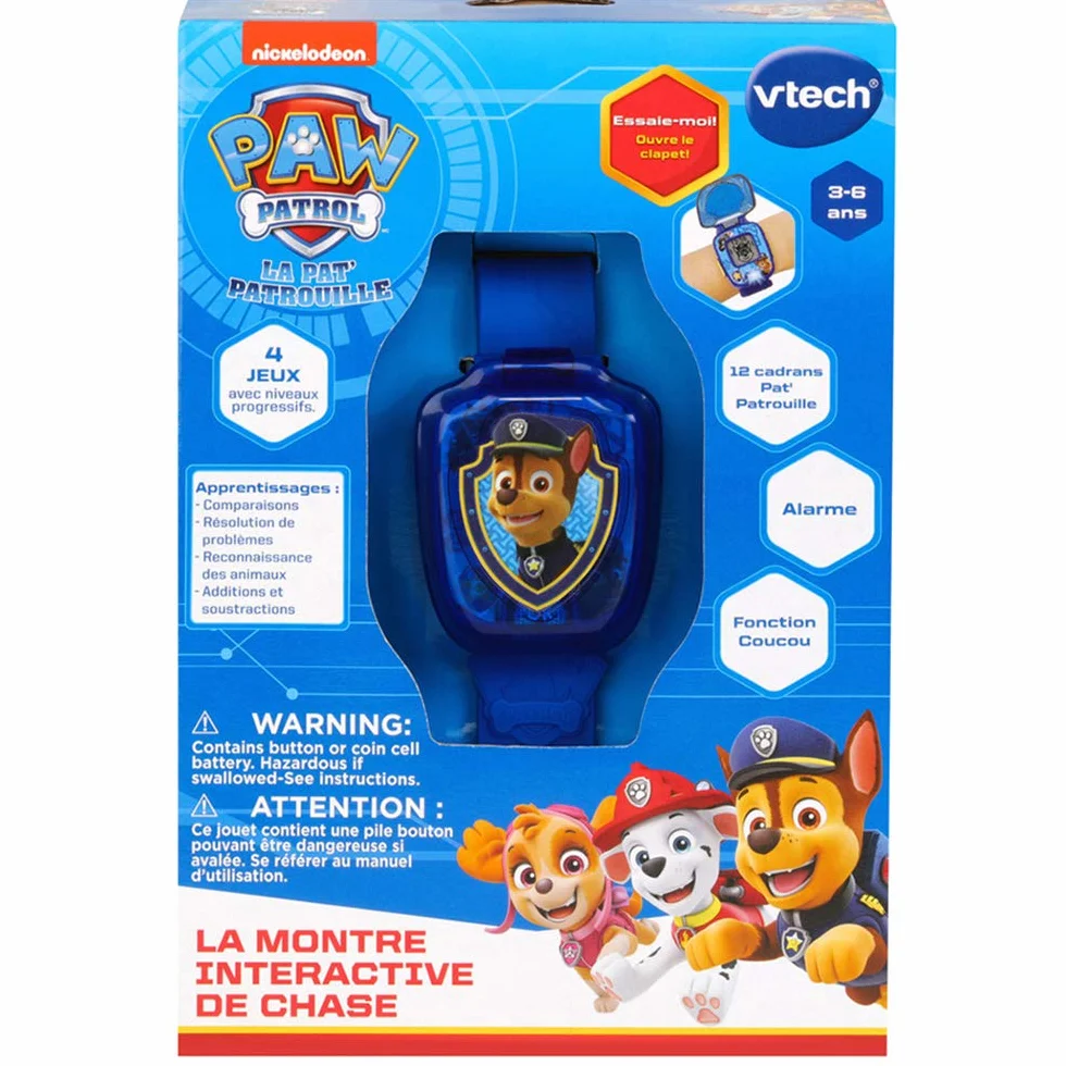 VTech Pat Patrouille Montre-Jeu Interactive Chase Montre Enfant Multifonction Version FR