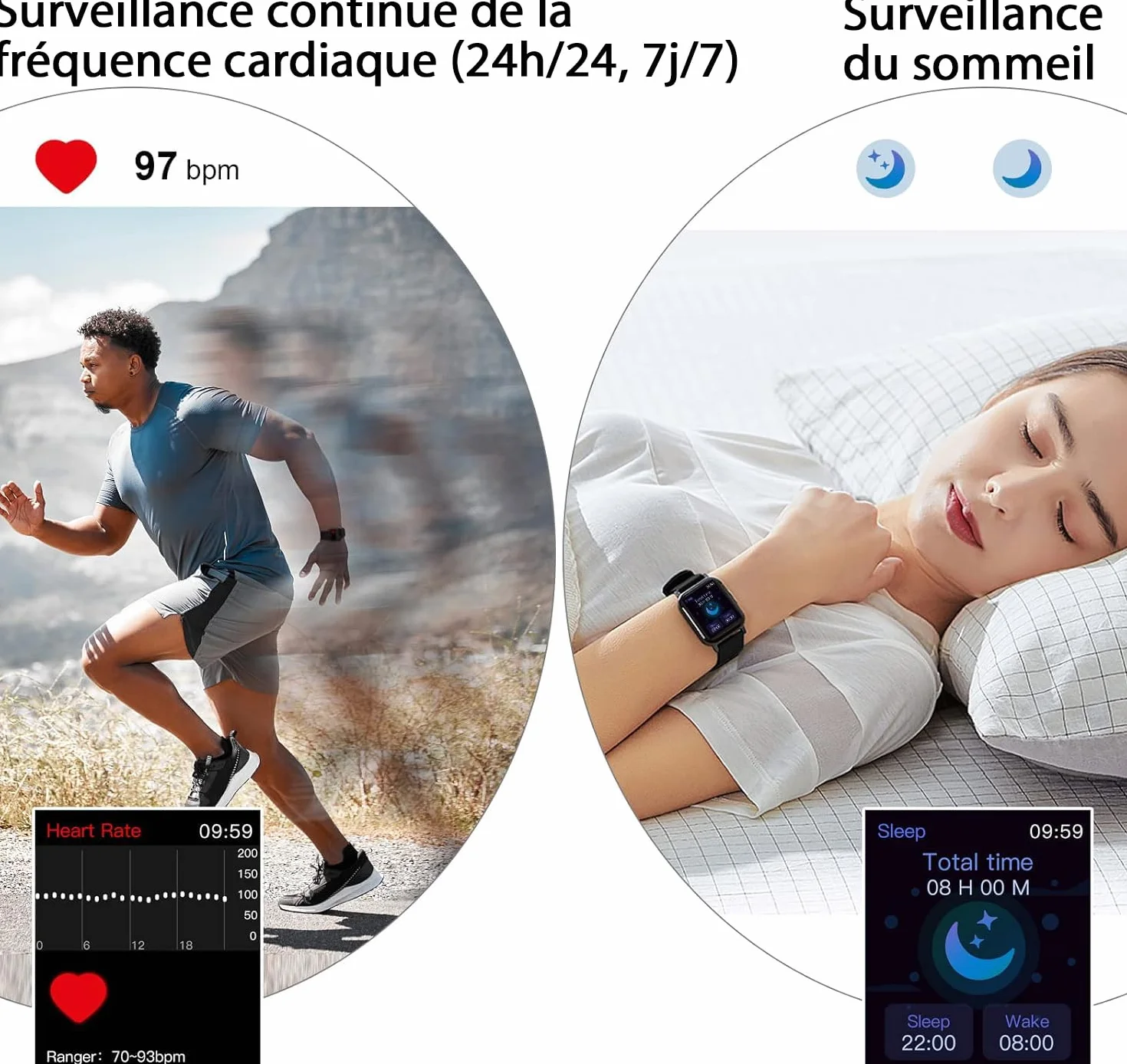Smart Watch 1,91" HD Montre Connectée IP68 Moniteur Cardiaque 100+ Sports Podomètre Android iOS