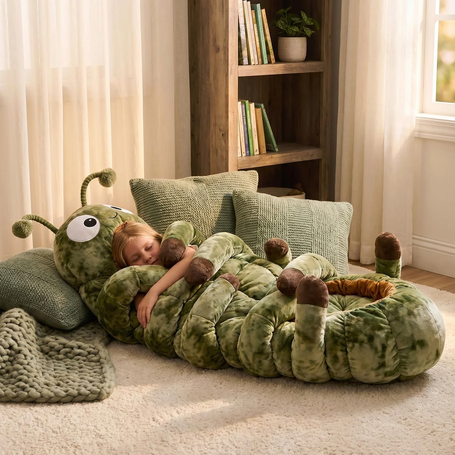 Sacs de Couchage Caterpillar Cocon en Peluche Léger Portable Multifonction