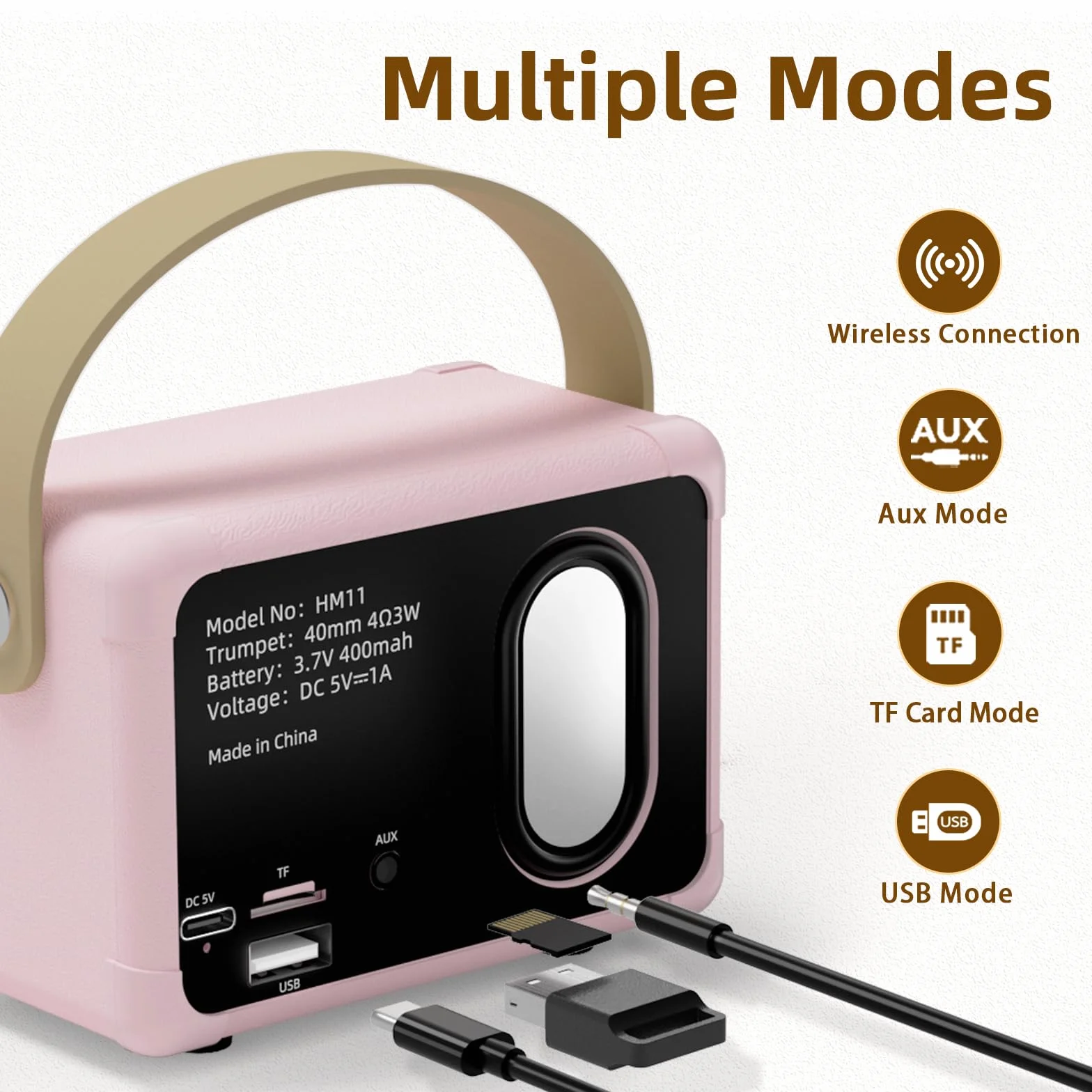 Enceinte Portable Bluetooth Kawaii Haut-parleurs sans Fil Cadeau Fille 10 Ans Rose