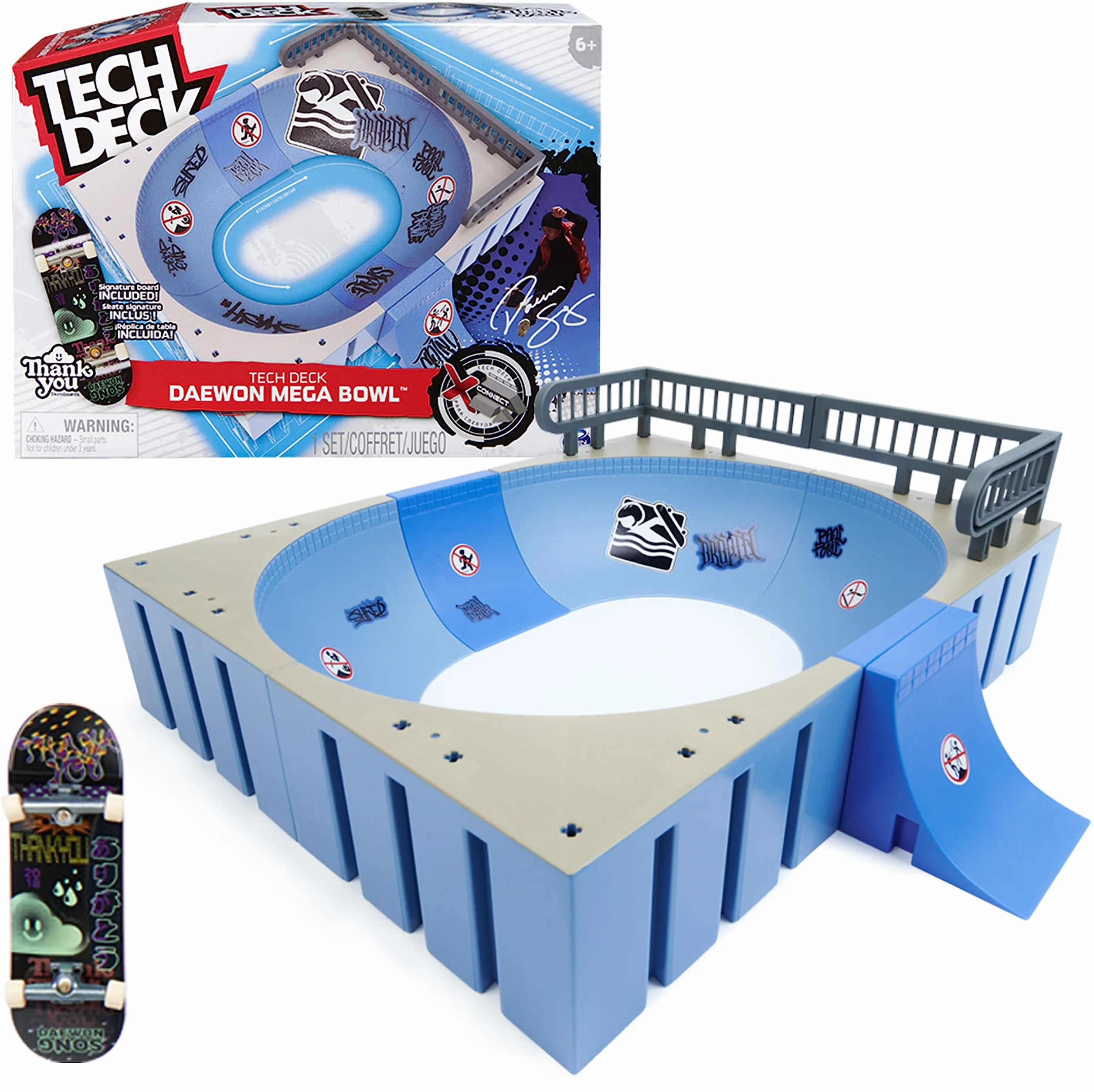 Tech Deck Finger Skate Mega Bowl X-Connect Rampe 100% Modulable À Construire Et Personnaliser + 1 Mini Planche Thank You Exclusive Jeu Enfant 6 Ans