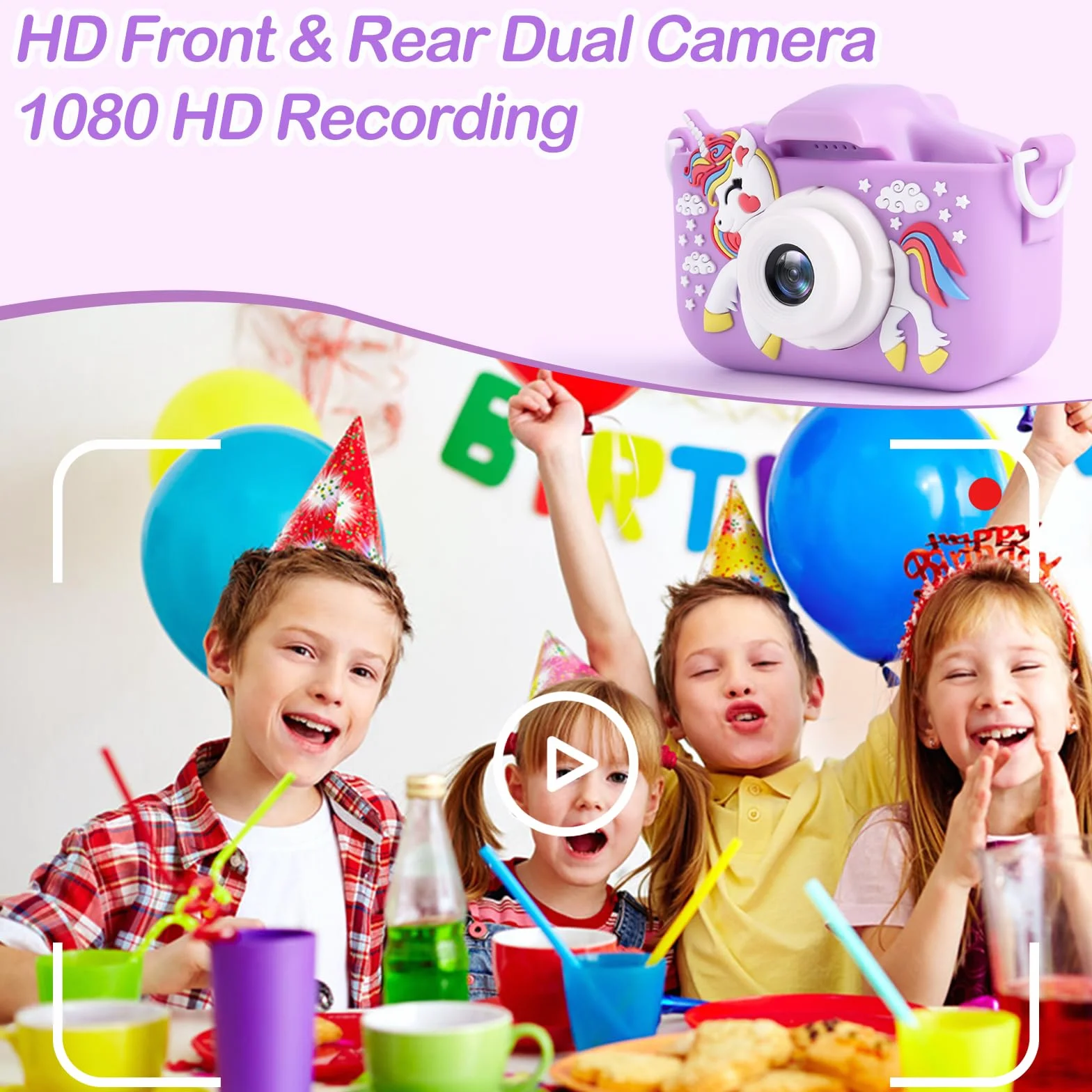 Appareil Photo Numérique Enfants 2,0 Pouces 1080P Rechargeable Selfie 32GB Carte