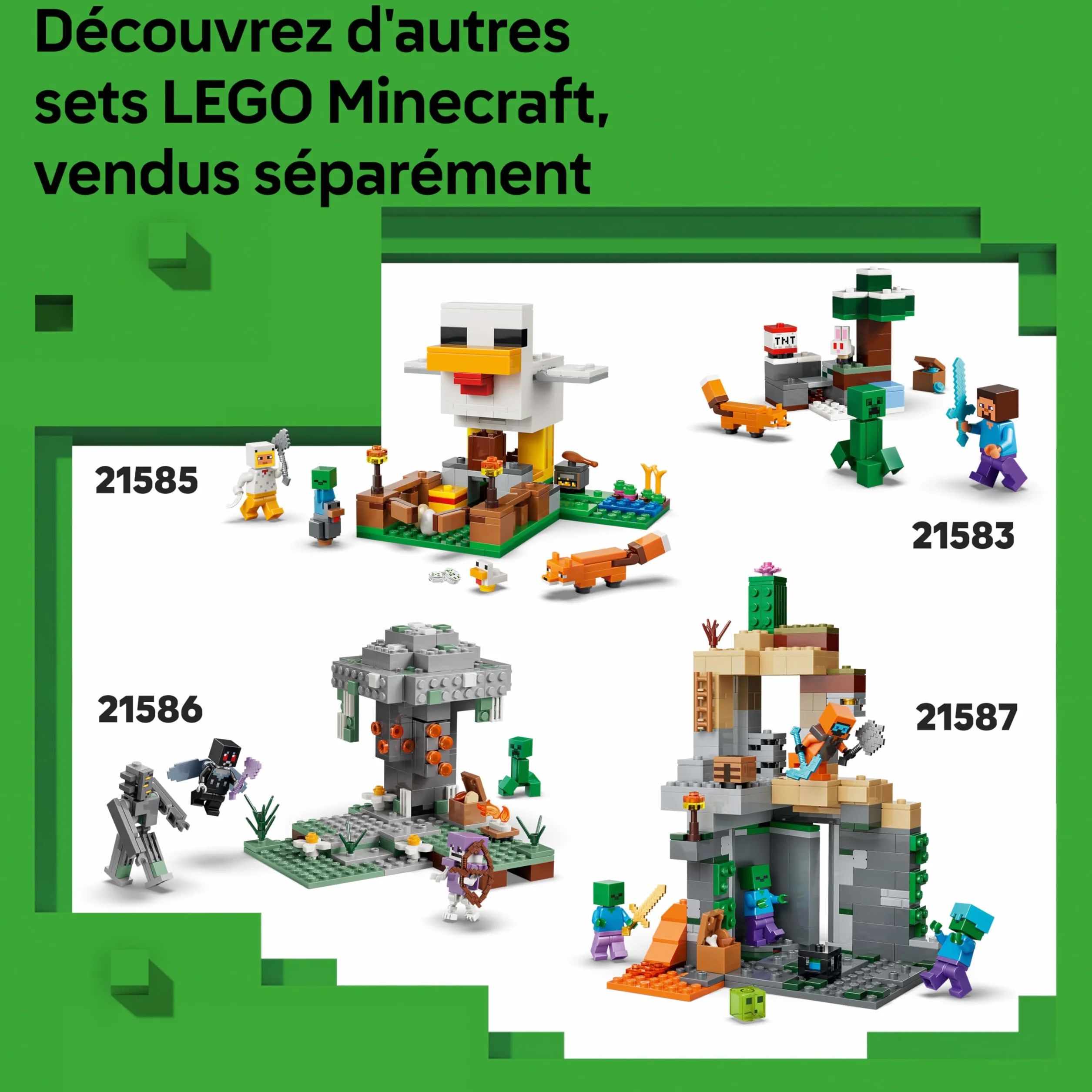 LEGO Minecraft Voyage à Travers Les Portails du Nether et de l’Ender Jouet de Construction Figurines Mobs Héros Enderman Bébé Hoglin Cadeau Gaming 7 Ans