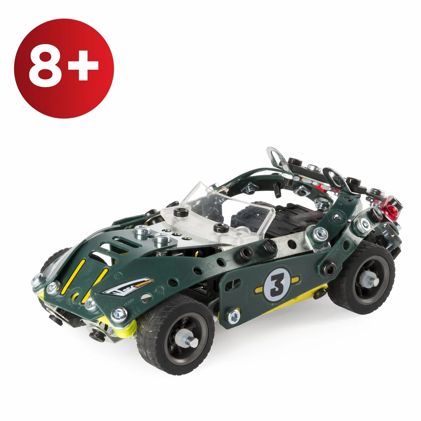 Bandai Meccano Cabriolet Rétro Friction Coffret Construction 225 pièces Moteur Rétro-Friction Jouet Enfant 8 ans+