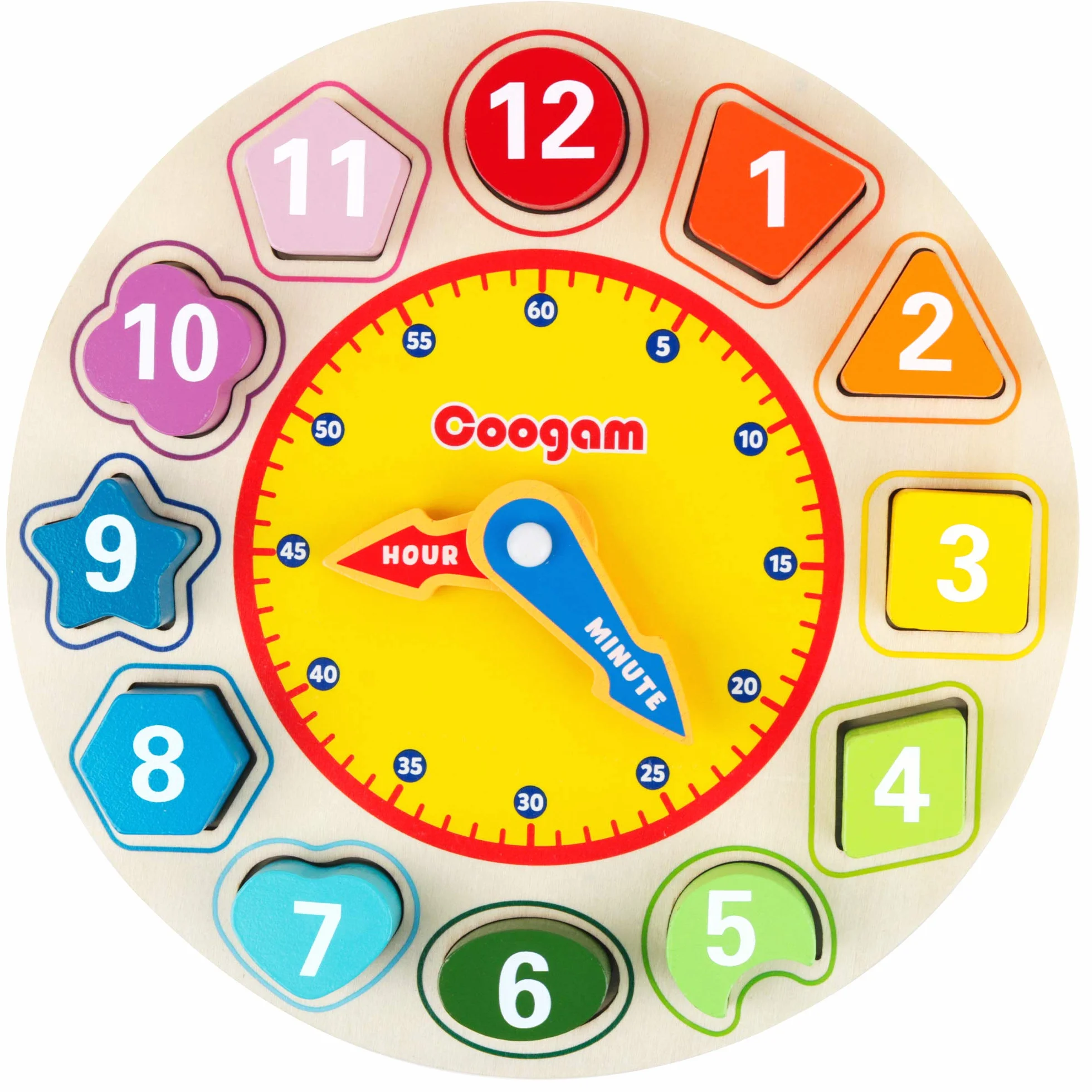 Coogam Horloge en Bois Forme Tri Puzzle Montessori Apprentissage précoce Jouet éducatif Cadeau Bambin