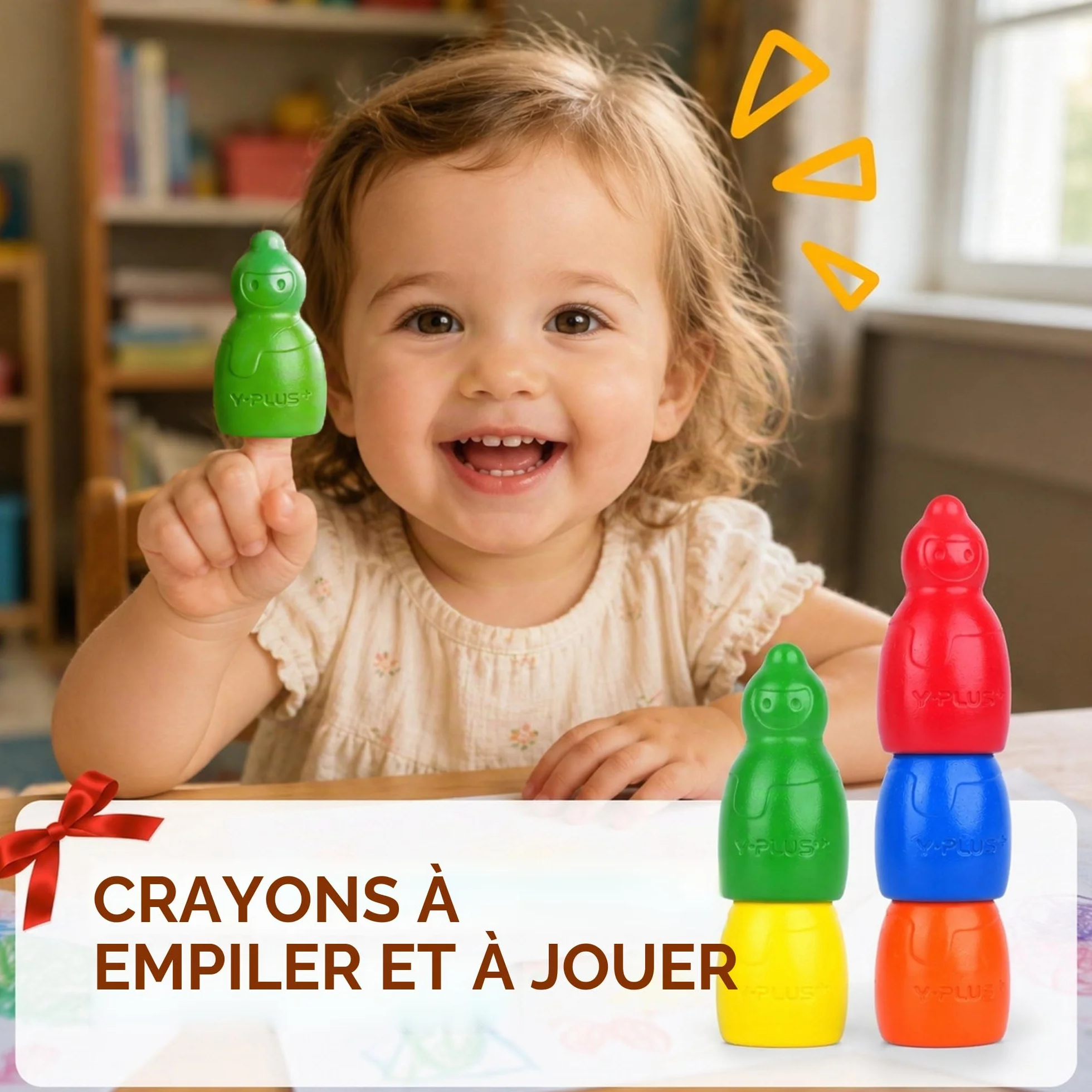 YPLUS Crayons de Cire Empilables Bonhomme de Neige – 8 Couleurs Vives, Lavables et Non Toxiques