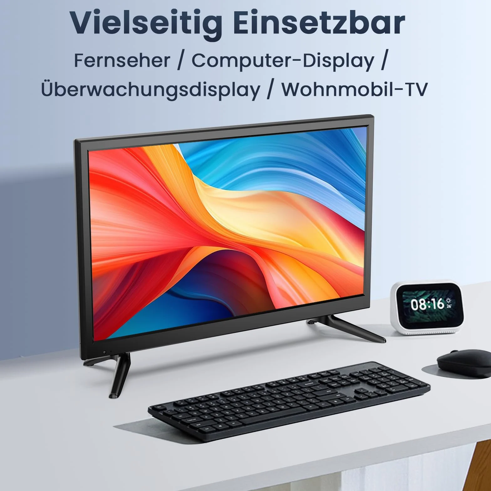Desobry Mini téléviseur 22 Pouces 1080p Lecteur DVD intégré Tuner DVB-T2 HDMI USB AV Combo TV-DVD 12 V Camping-Car