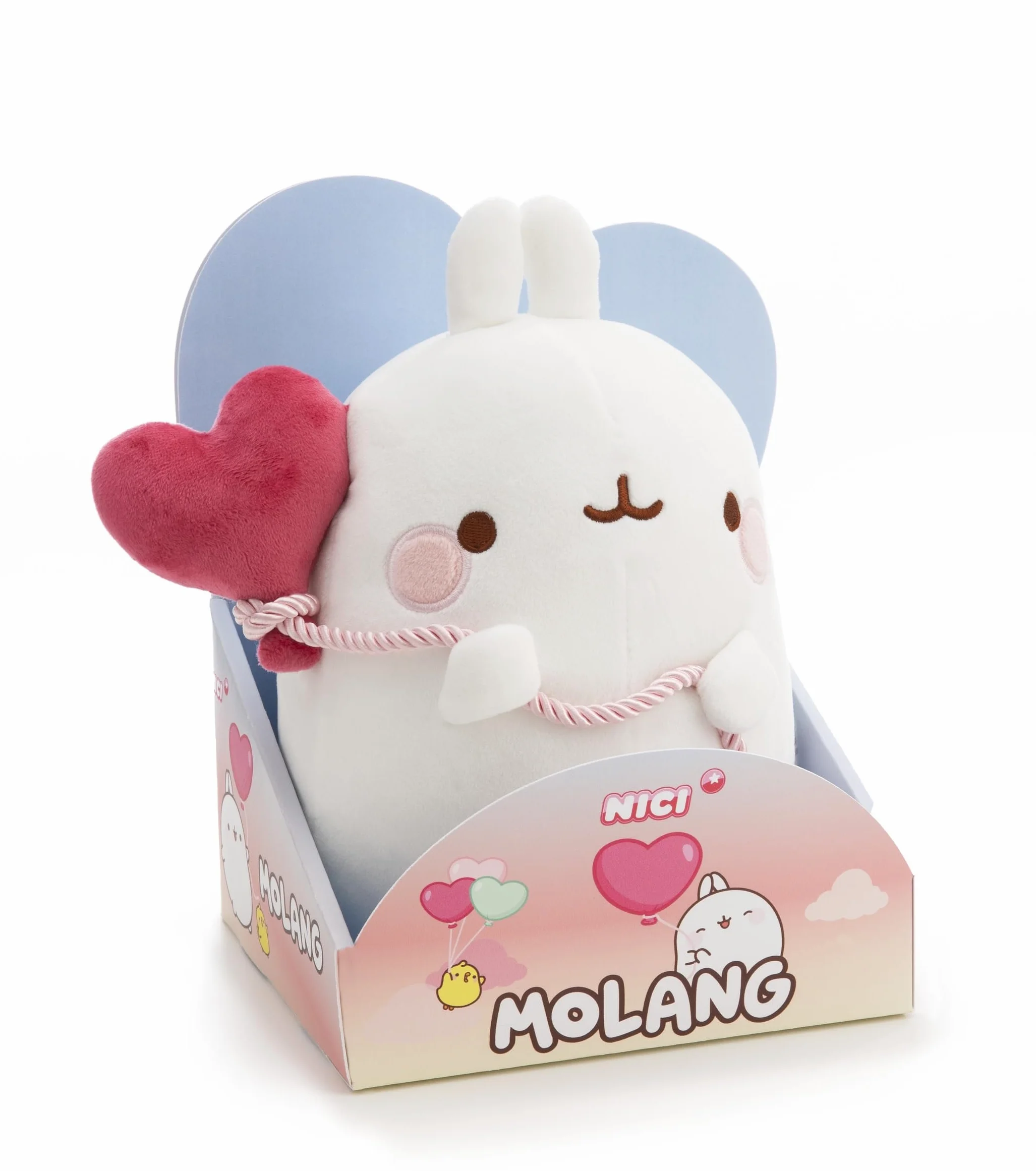 NICI peluche MOLANG avec ballon en forme de cœur 24 cm en boîte cadeau blanc