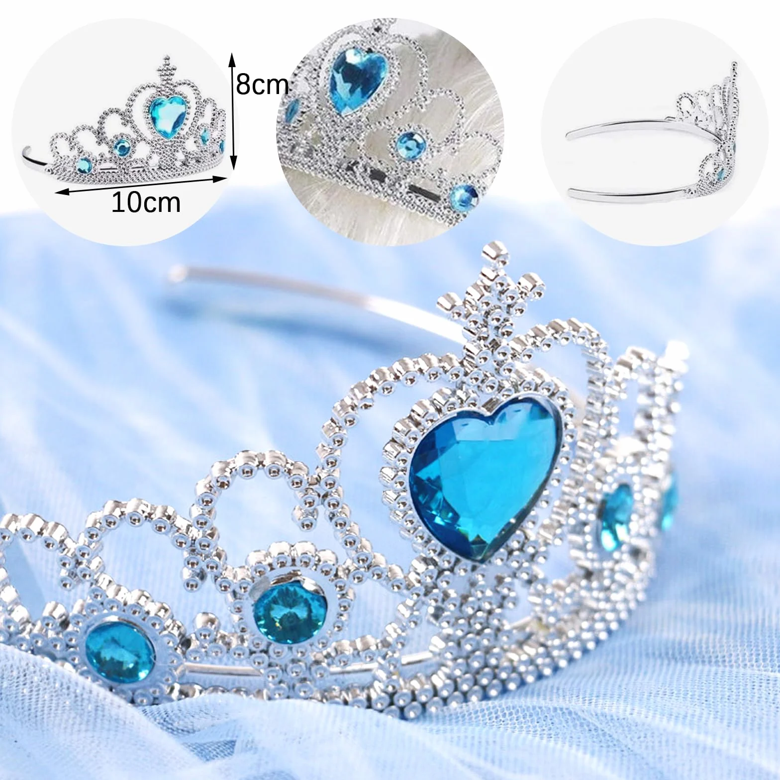 Perruque Princesse Enfant Fille Accessoires Déguisement Couronne Cosplay Carnaval Halloween