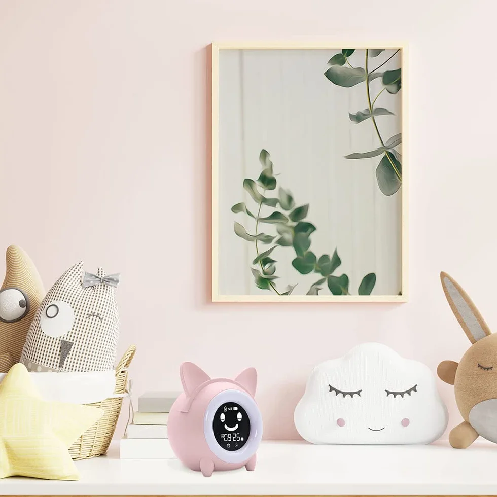 METRONIC Reveil Enfant Educatif avec Veilleuse Indicateur Jour/Nuit Horloge Digital Rose
