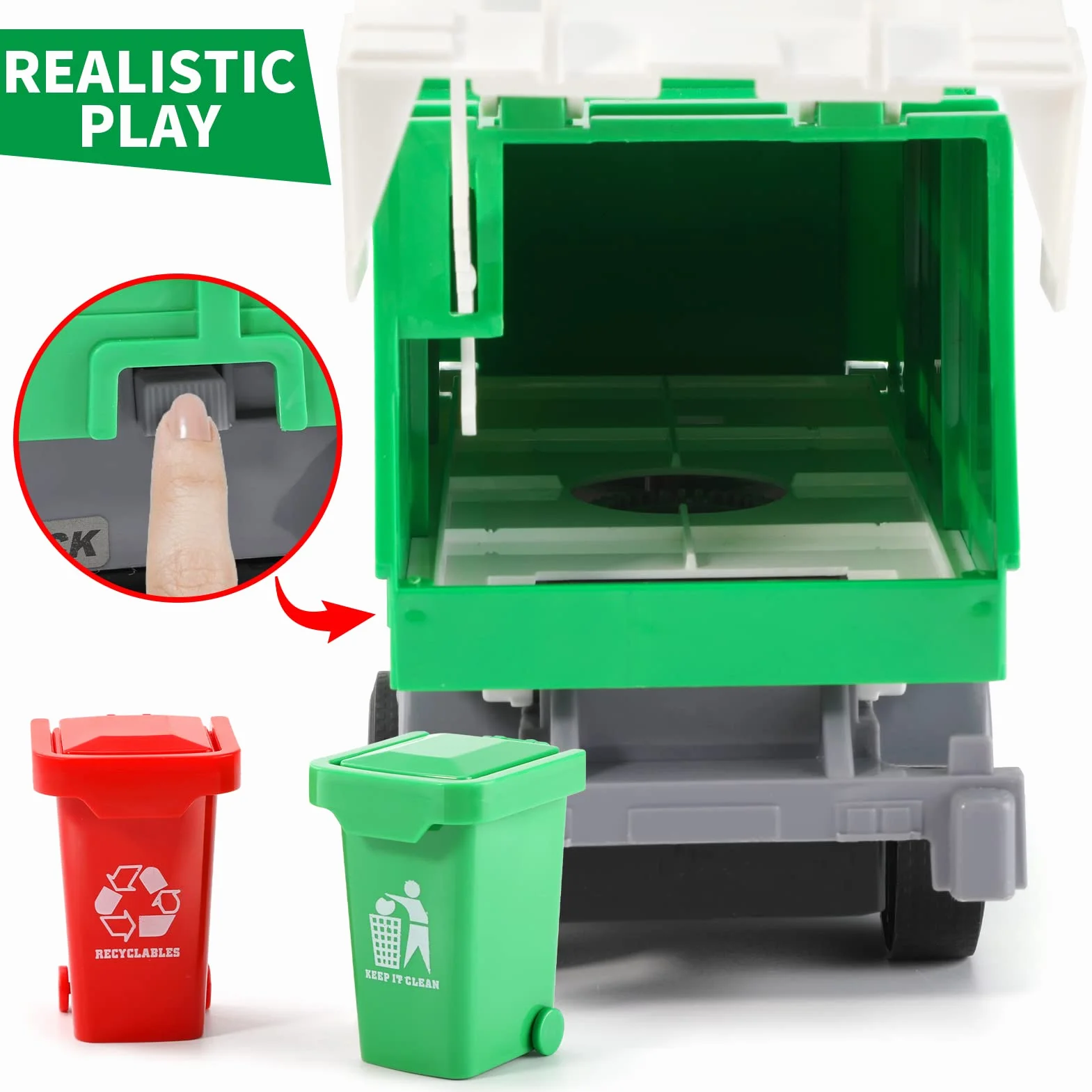 Camion Poubelle Jouets Éducatifs avec Lumière et Son, Voiture Cadeau Enfants 3-6 Ans