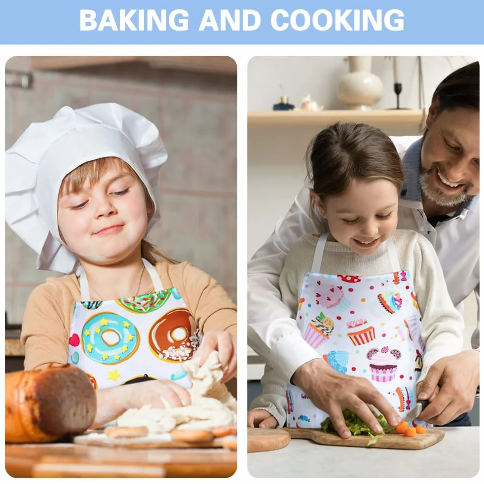 Tablier Enfant Imperméable 2 PCS Anti-sale Cuisine École Filles Garçons Cuisiner Poterie Peinture