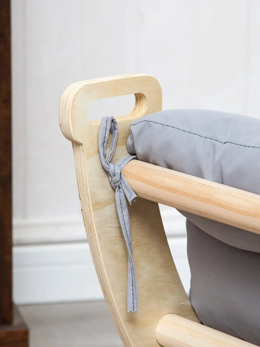 Mini Arche d'escalade en Bois avec Coussin Montessori Play Gym 78x47x37 cm Gris