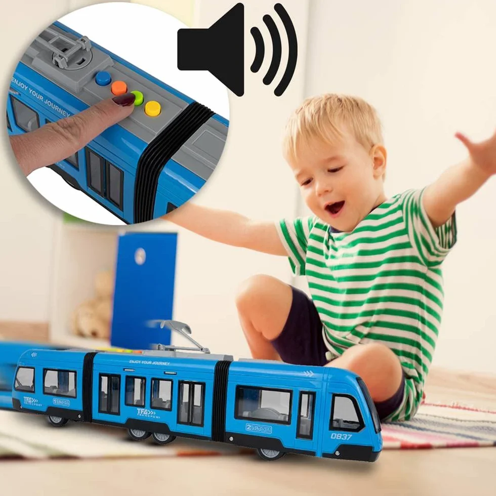 Maplay Jouet de tramway avec moteur à friction 1:16 Lumière et son pour enfants à partir de 3 ans