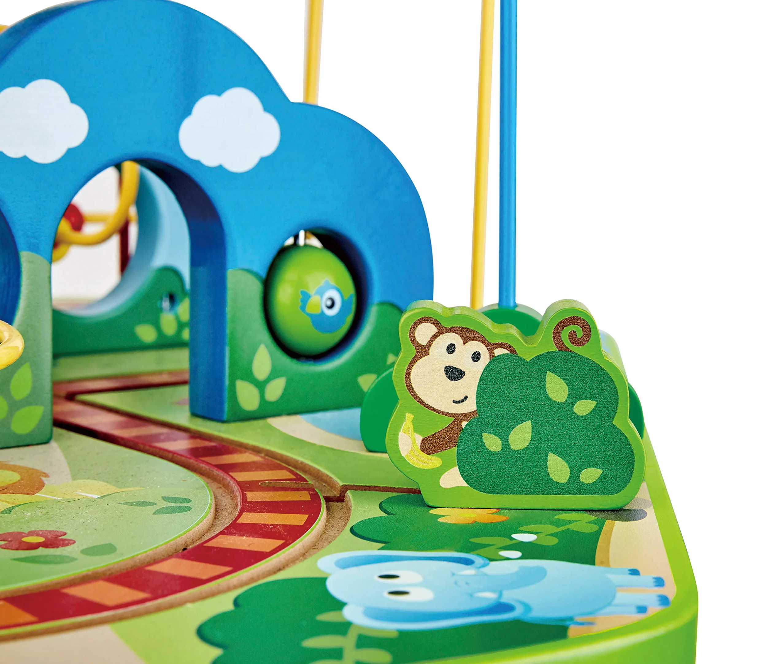 Hape Table d'Activité Bébé en Bois - Centre d'Activité avec Labyrinthe Boulier et Train - Jeu d'Éveil Motricité