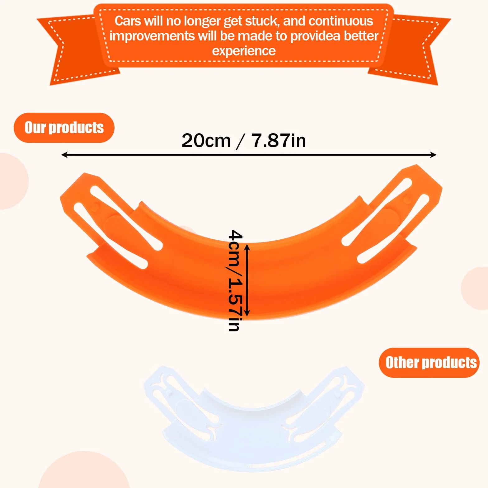Hot Wheels Pièces de Piste Courbes 90 Degrés Kit Construction Rails Orange