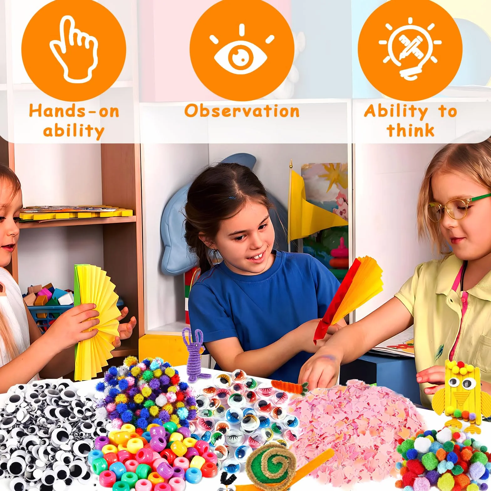 Kit Bricolage Enfant 1800 Activités Manuelles, Pipe Cleaners Crafts Set, Fournitures Éducatives
