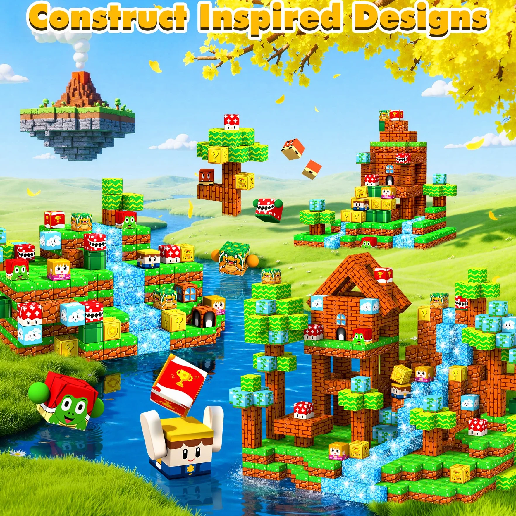 Bloc de Construction Magnétique 150 Pièces Cube Magnétique Enfant 3-10 Ans