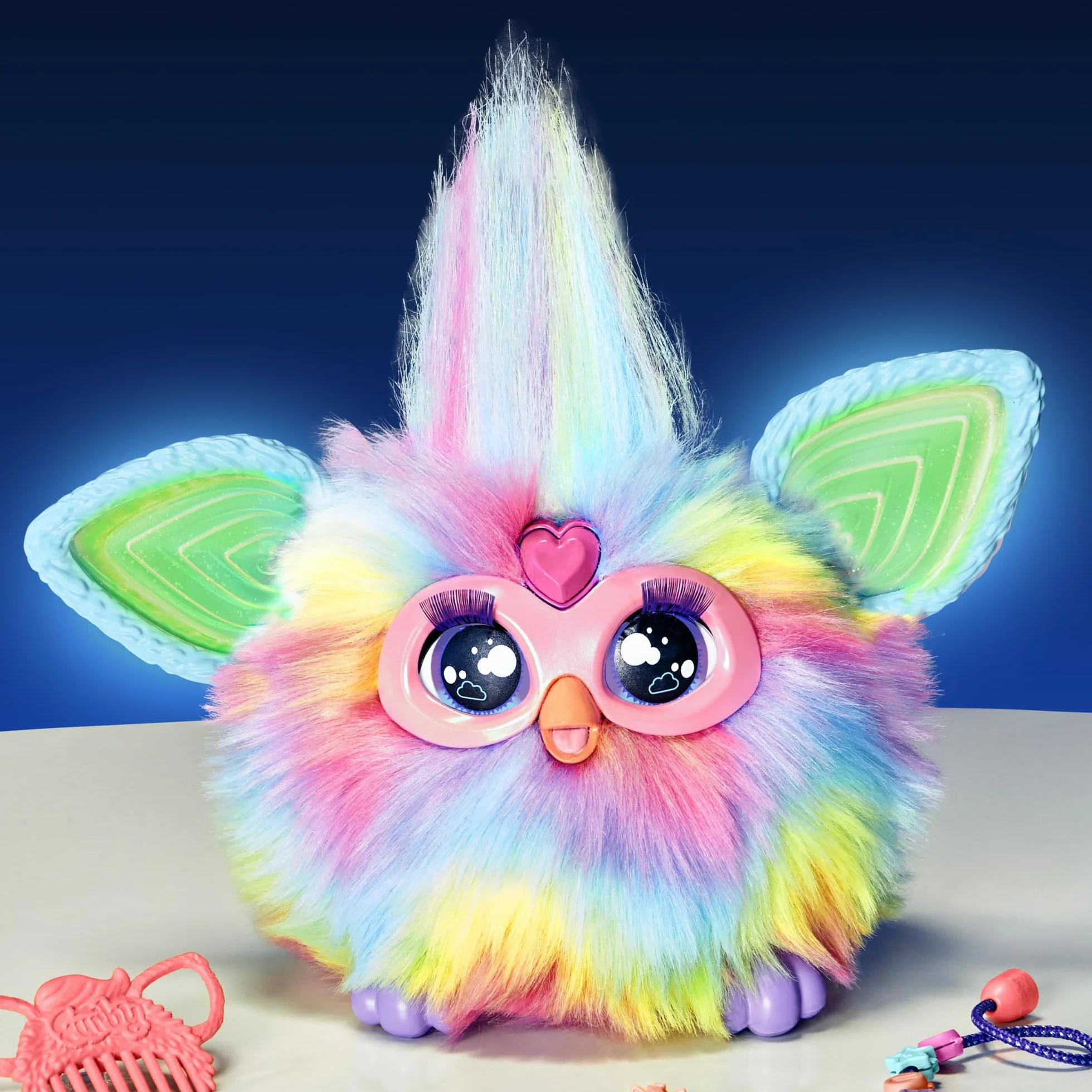 Hasbro Furby Tie Dye Peluche Parlante Qui Brille dans Le Noir Version française