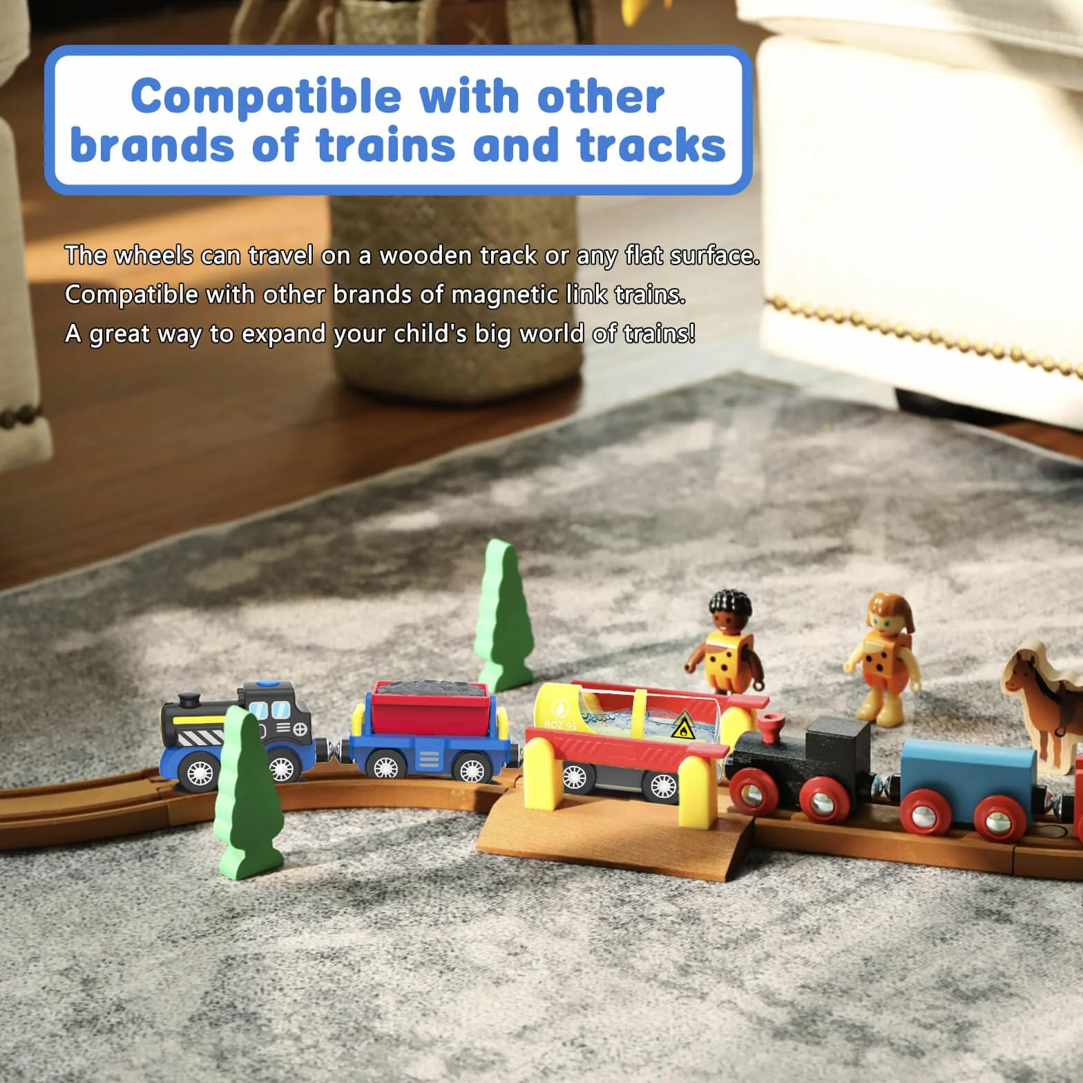 Train de Locomotives à Piles Compatible avec Thomas Brio Jouet Enfant 3-8 Ans