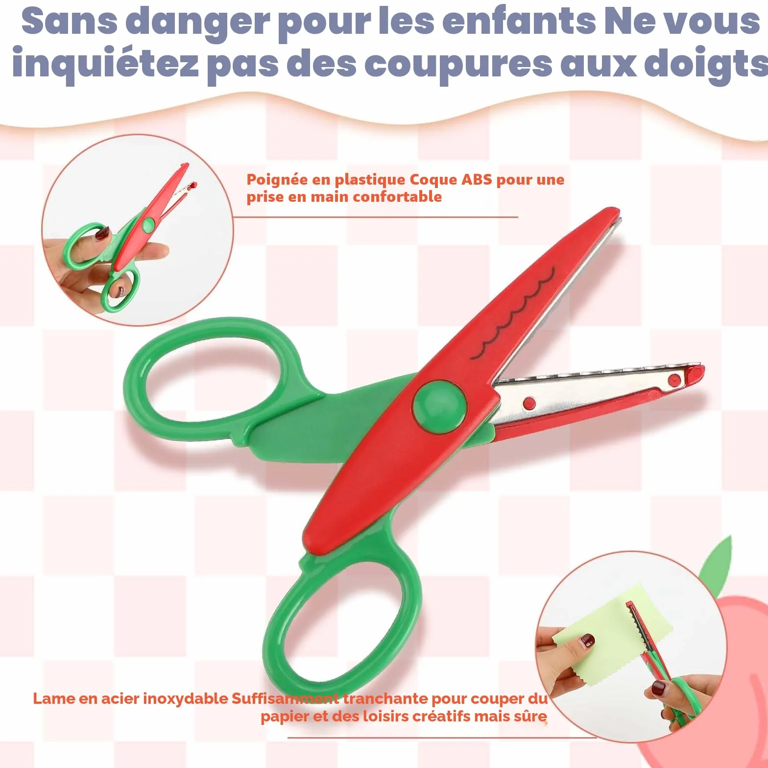Lot de 6 Ciseaux de Bricolage pour Enfants avec Perforatrices à Papier, 6 Formes de Coupe
