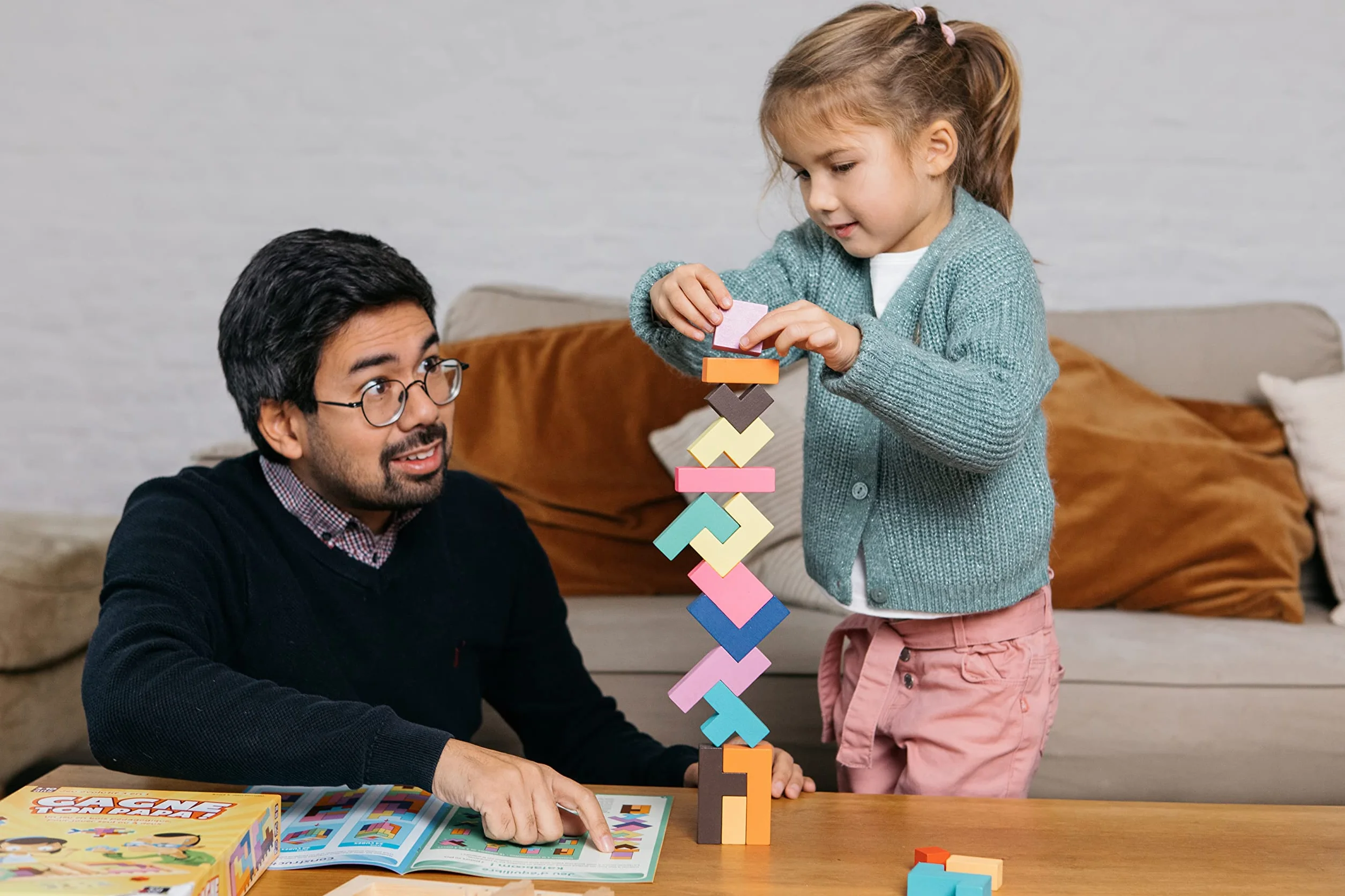 GIGAMIC Gagne Ton Papa Jeu de société Casse-tête évolutif Bois dès 3 Ans Jeu de réflexion logique et géométrie pour Enfant
