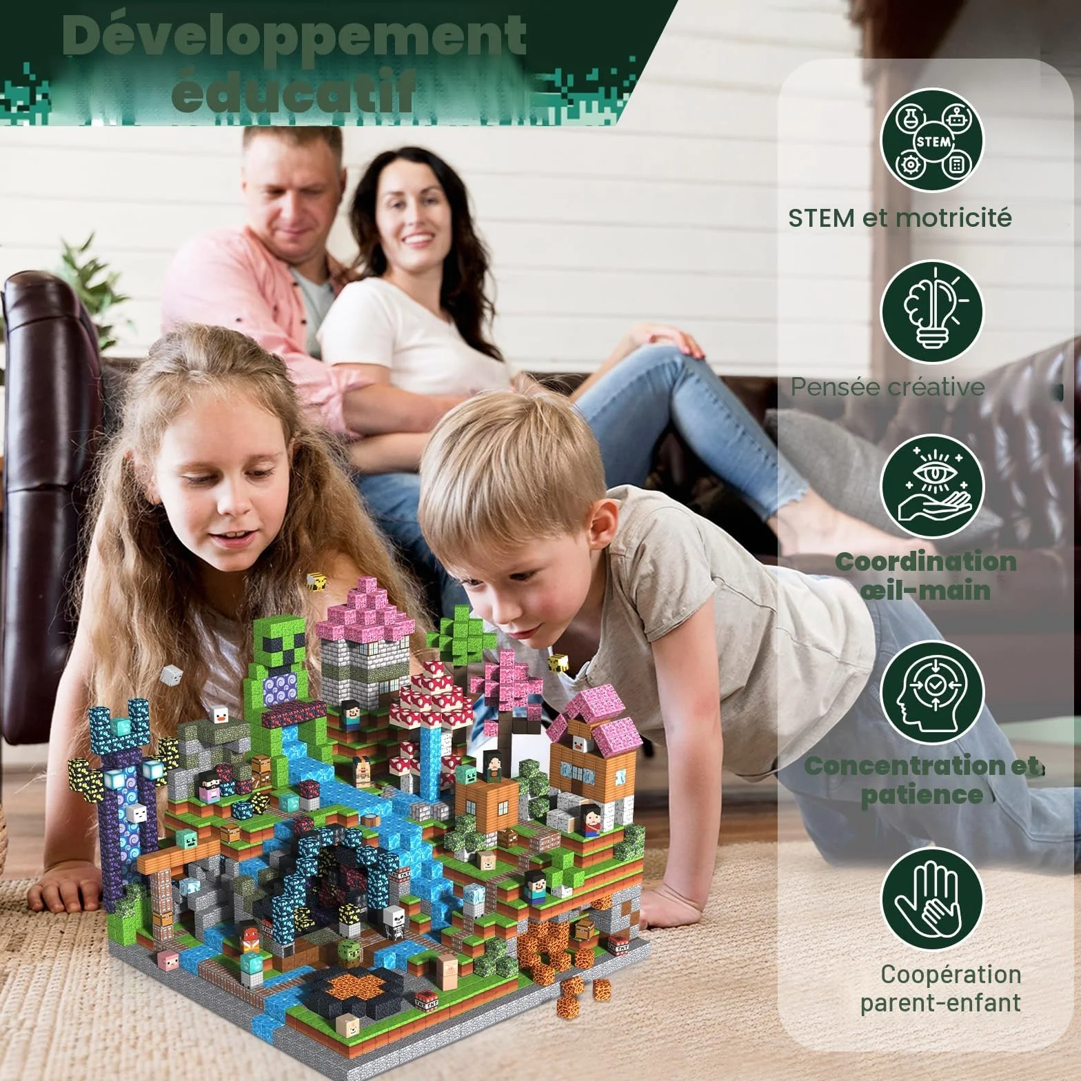 Magneverse Construction Magnetique Enfant 300 Pièces - Jeu de Construction Éducatif Aventure pour 4-12 Ans