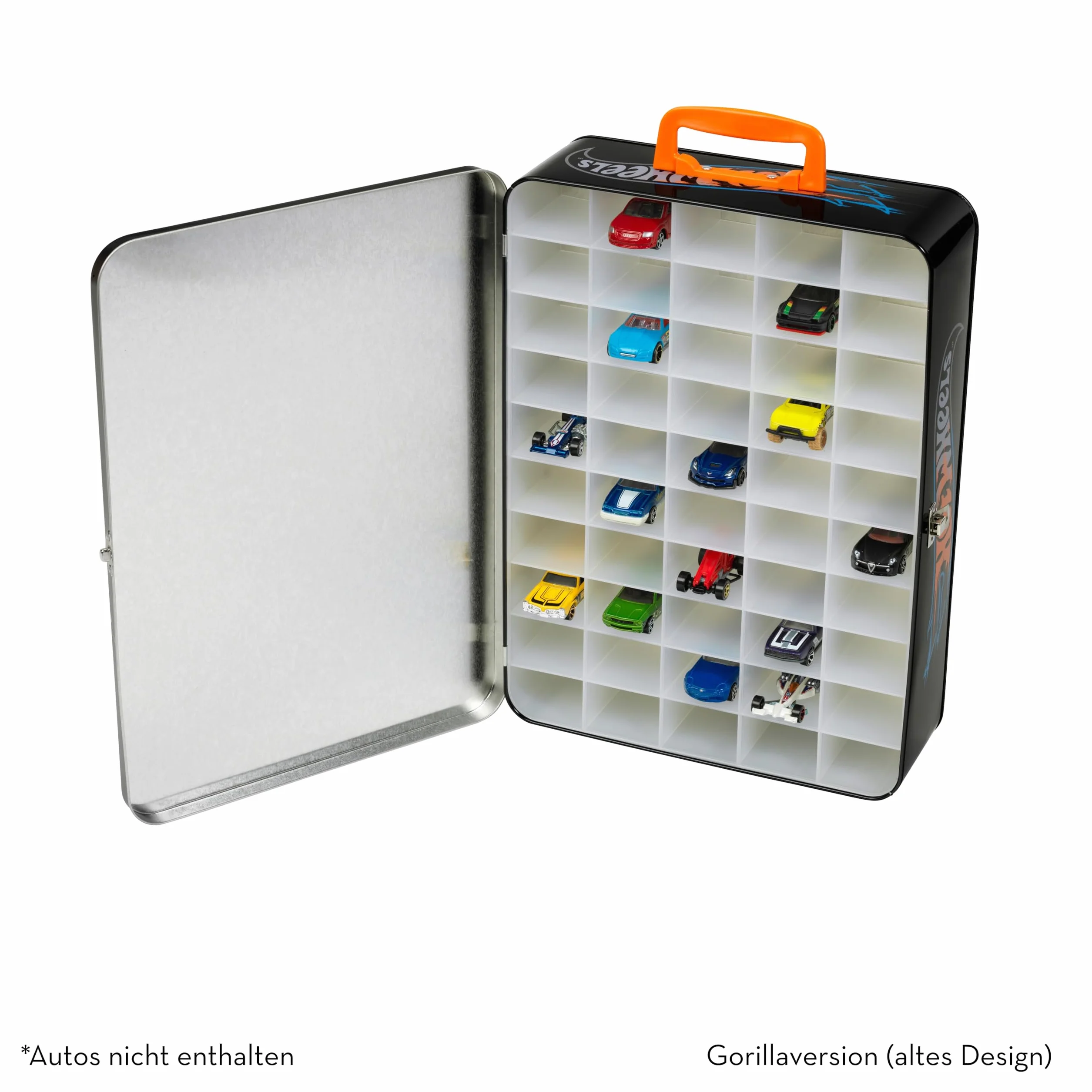 Klein 2881 Mallette de Collection Hot Wheels Métal Rangement 50 Voitures Jouet 3 Ans Noir Orange Bleu Rose