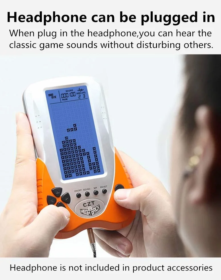 Console de Jeu Rétro CZT Retro Brick 23 Jeux Tank Battle Racing Portable Poche Jouet Enfants (Orange)