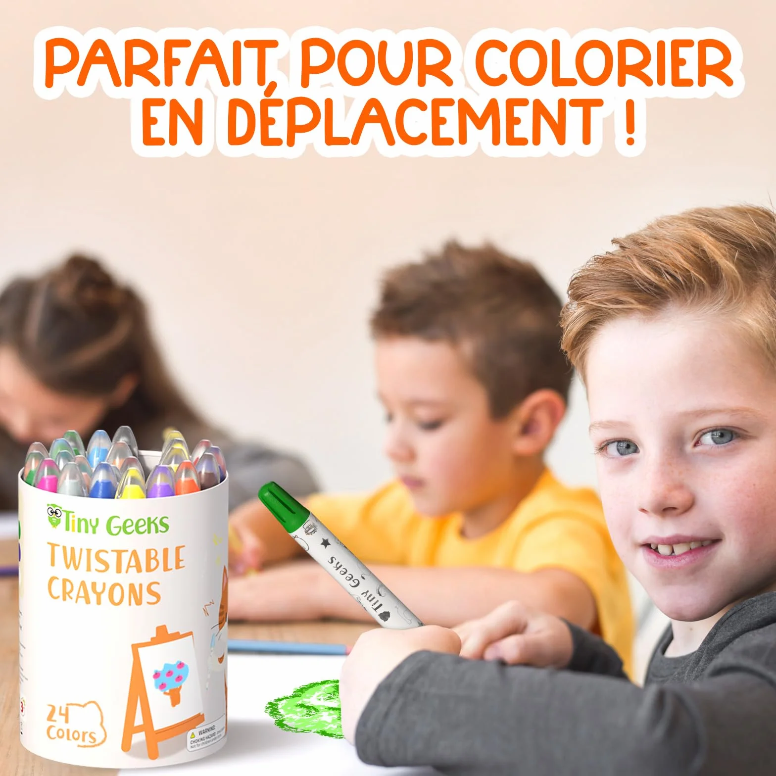 TinyGeeks Crayons Twistables Non Toxiques Lavables pour Enfants 1-8 Ans