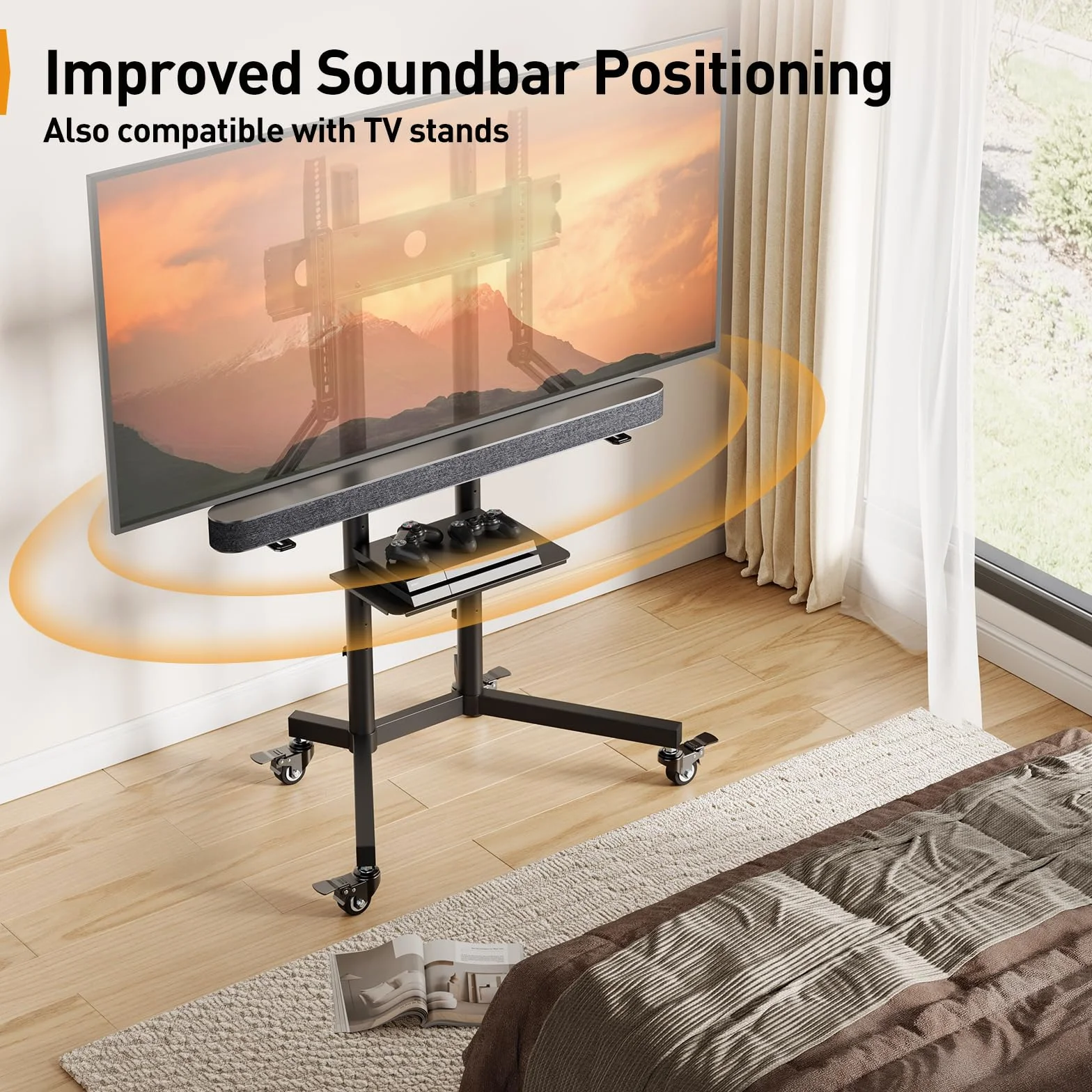 Perlegear Support Barre De Son Réglable en Hauteur Jusqu’à 6,8 Kg, Universel avec Plaques D’Extension Amovibles, PGSM04B