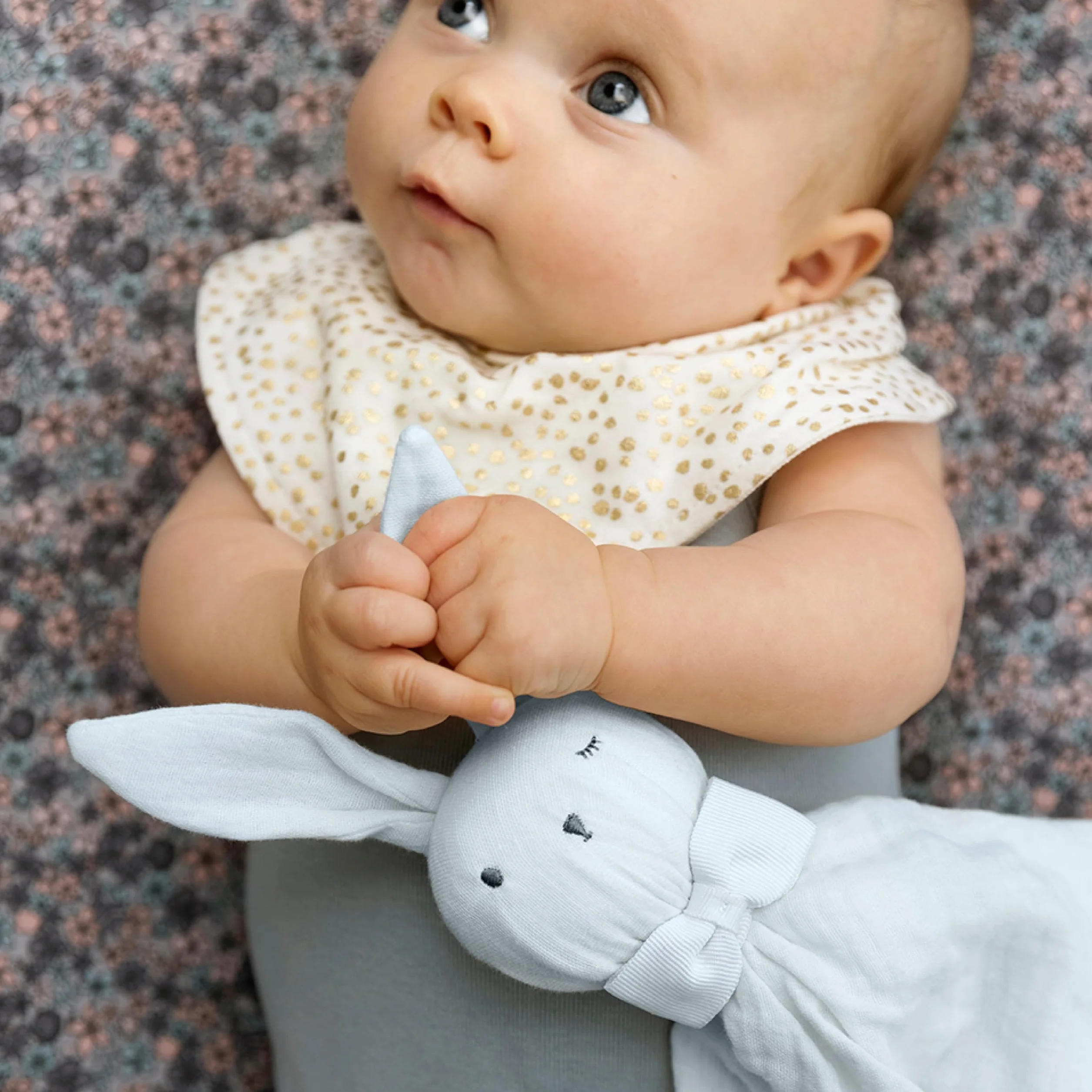 Elodie Details Doudou Lapin Mouchoir 51 x 51 cm 100% Coton Bio Oeko-Tex Bermuda Blue