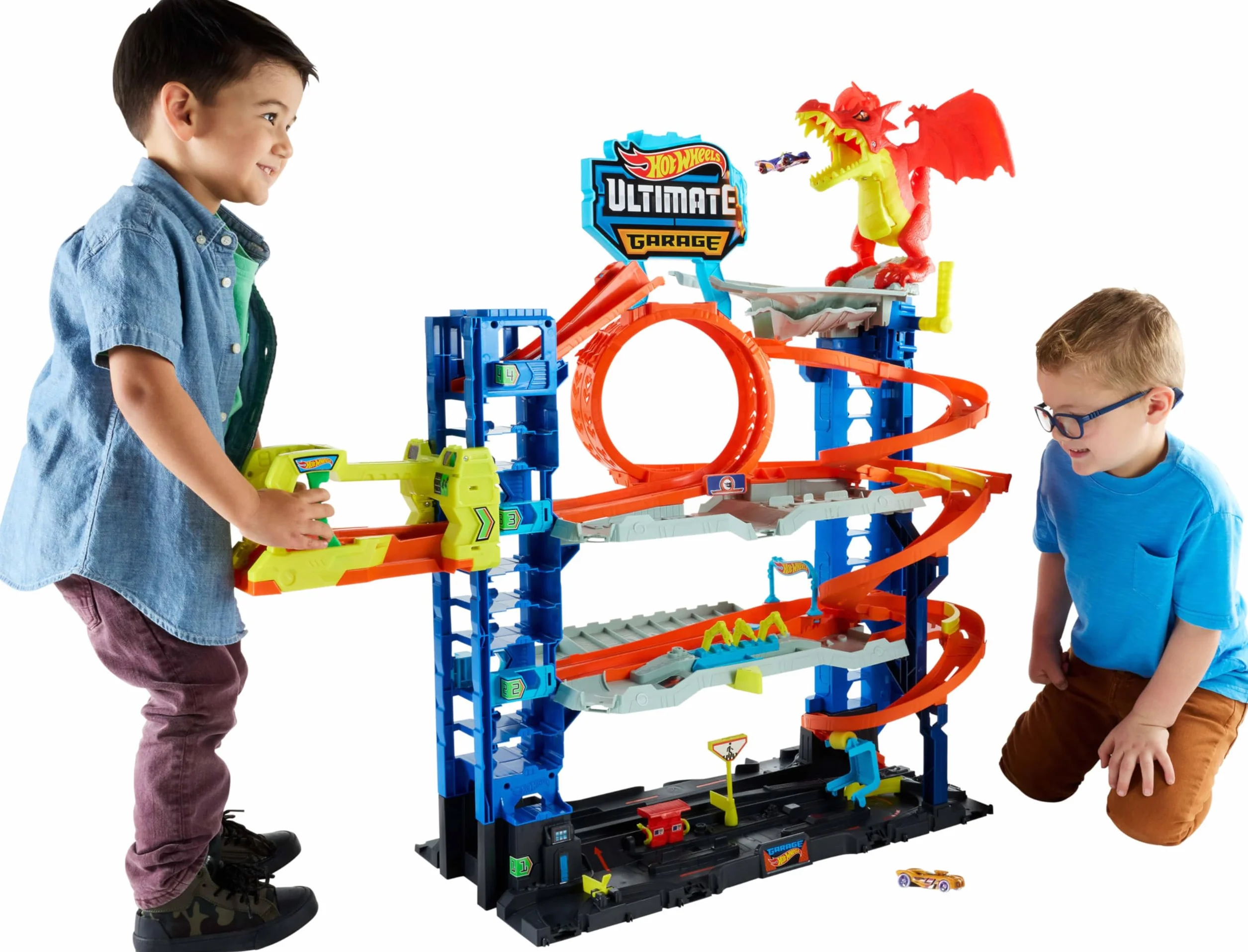 Hot Wheels Let's Race Netflix City Garage Ultime Coffret Jeu Construction 2 Voitures Rangement 50+ Voitures Échelle 1:64 4 Niveaux 5 Ans+