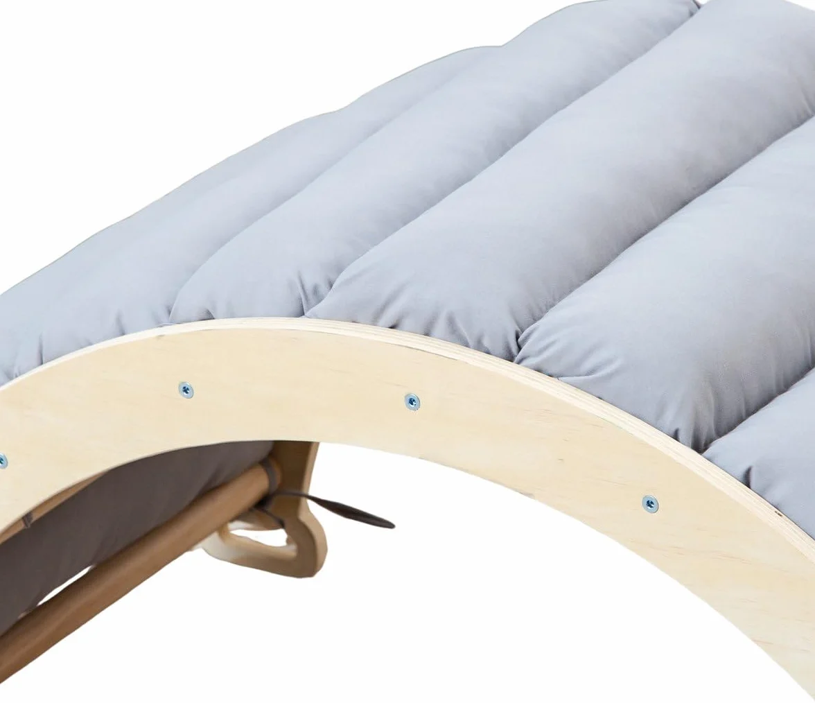 Mini Arche d'escalade en Bois avec Coussin Montessori Play Gym 78x47x37 cm Gris