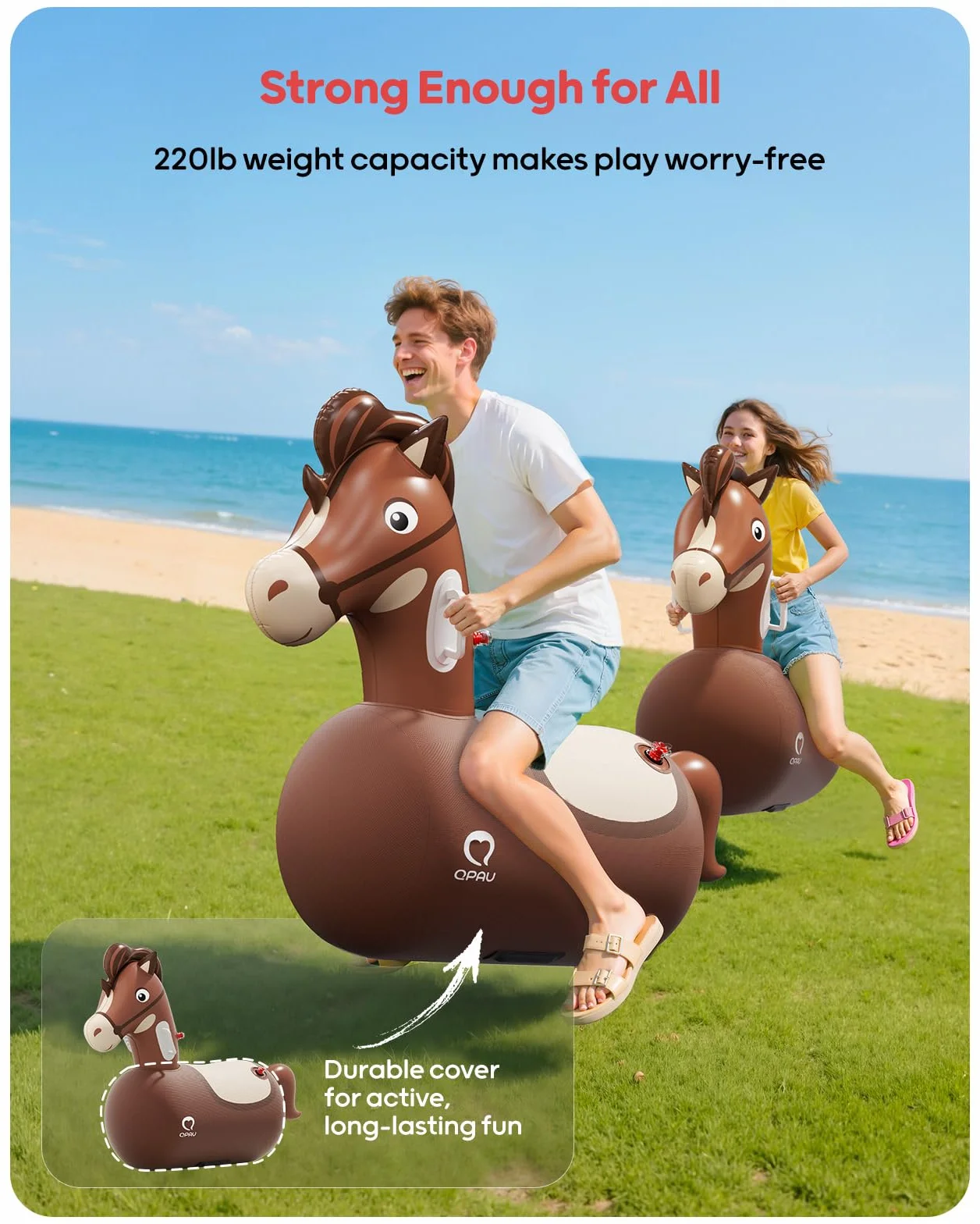 Cheval à Sauter Gonflable 100 kg Capacité pour Enfants Adultes Palleur Géant Résistant