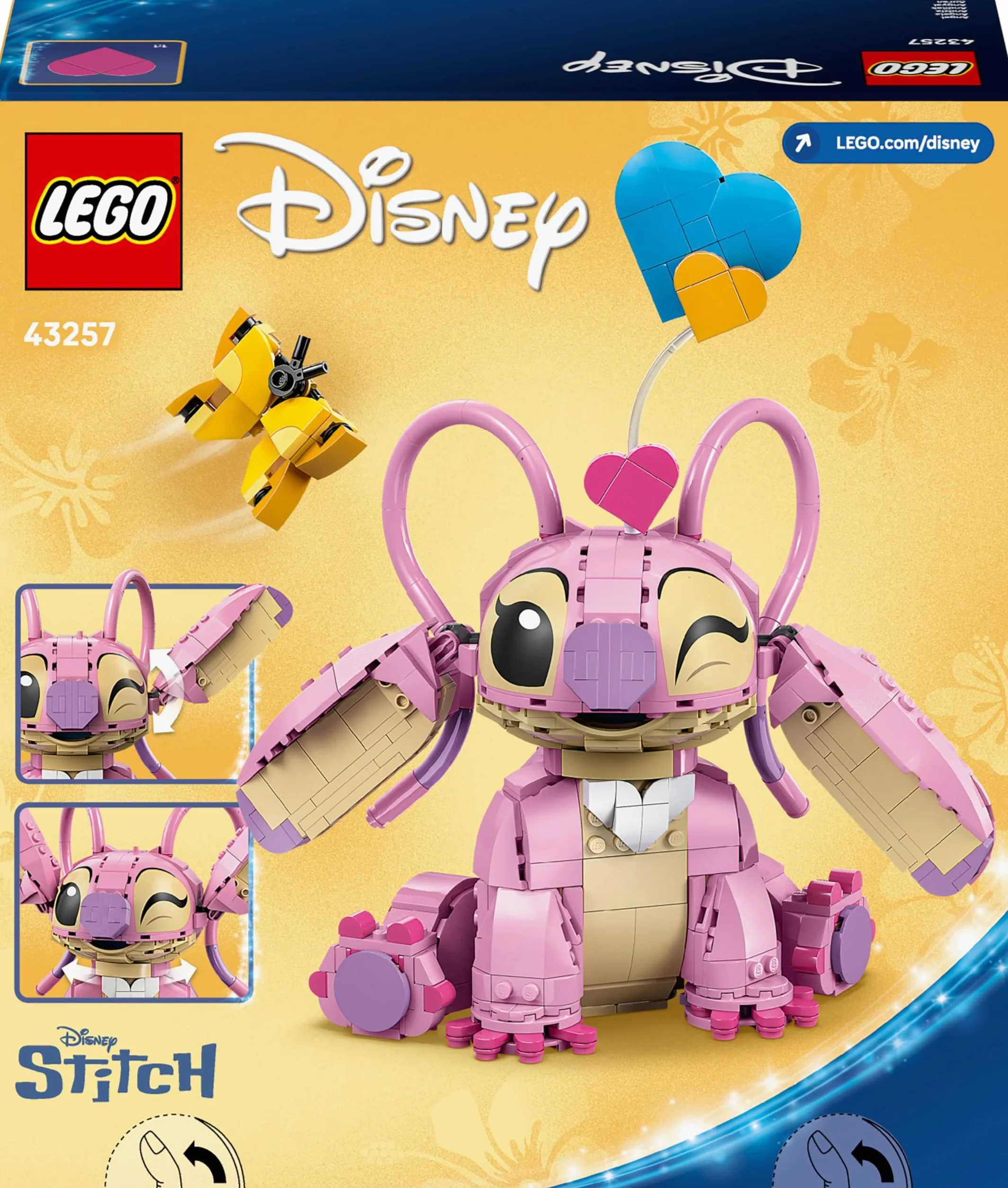 LEGO Disney Angel Jouet de Construction Lilo & Stitch 43257 Figurine en Briques avec 3 Ballons en Cœur & Papillon Décoration Intérieure Cadeau 9 Ans
