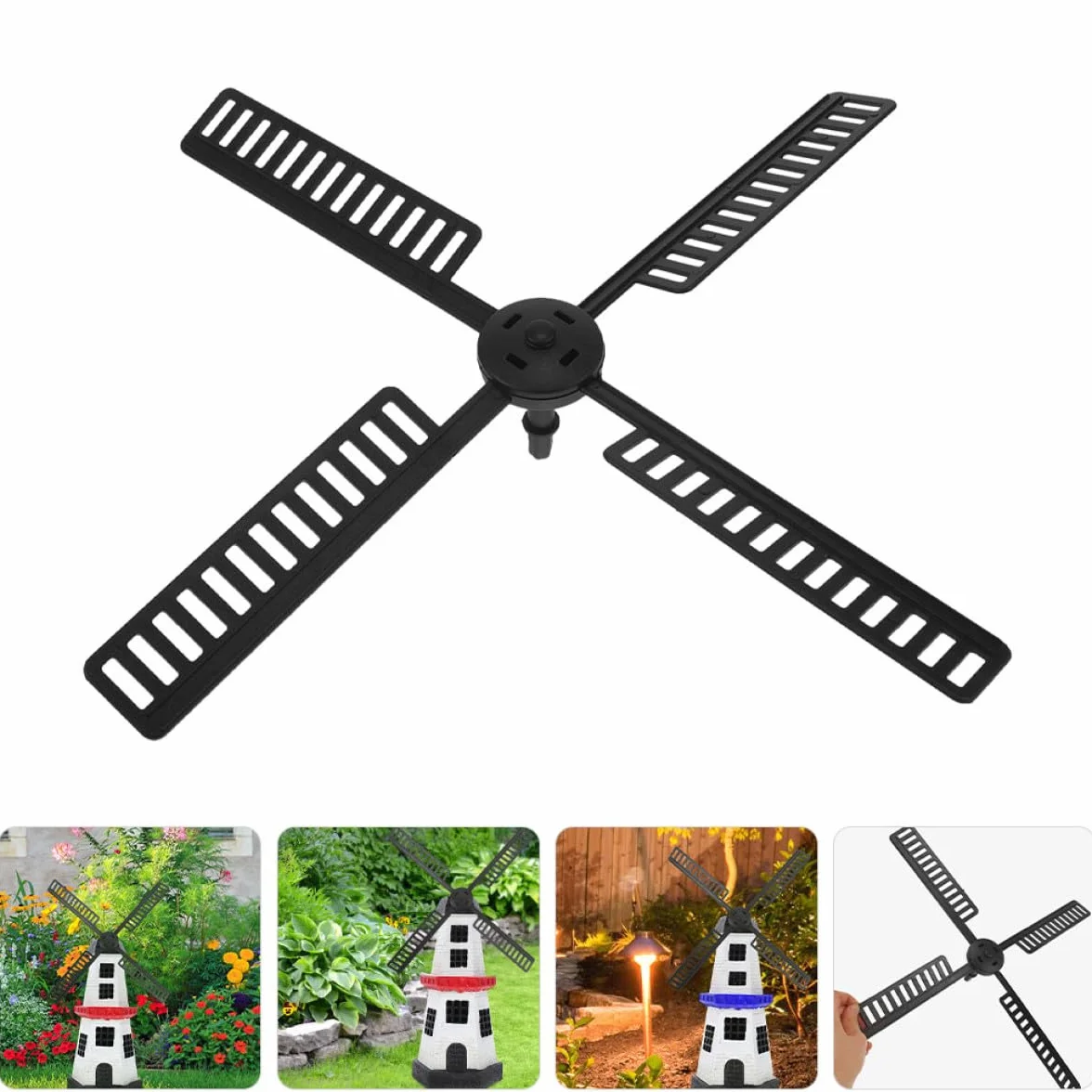 Pales D'hélice en Résine Noire pour Moulin à Vent de Jardin, 4 Pièces, Accessoires de Décoration Extérieure