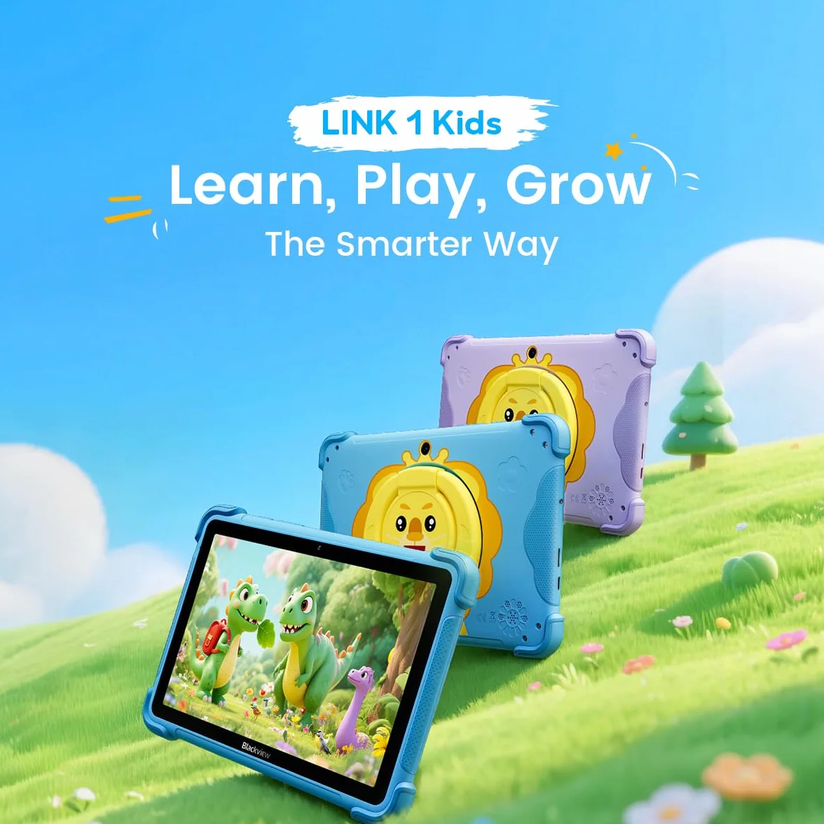 Blackview Link 1 Kids, Tablette Enfant Android 16 AI, 12GB+64GB (2TB Externe), 3 Assistances AI Intelligentes, 8,68'' HD+, 5MP+8MP, Google Kids Space+Contrôle Parental, Haut-parleurs Dual Box, Bleu