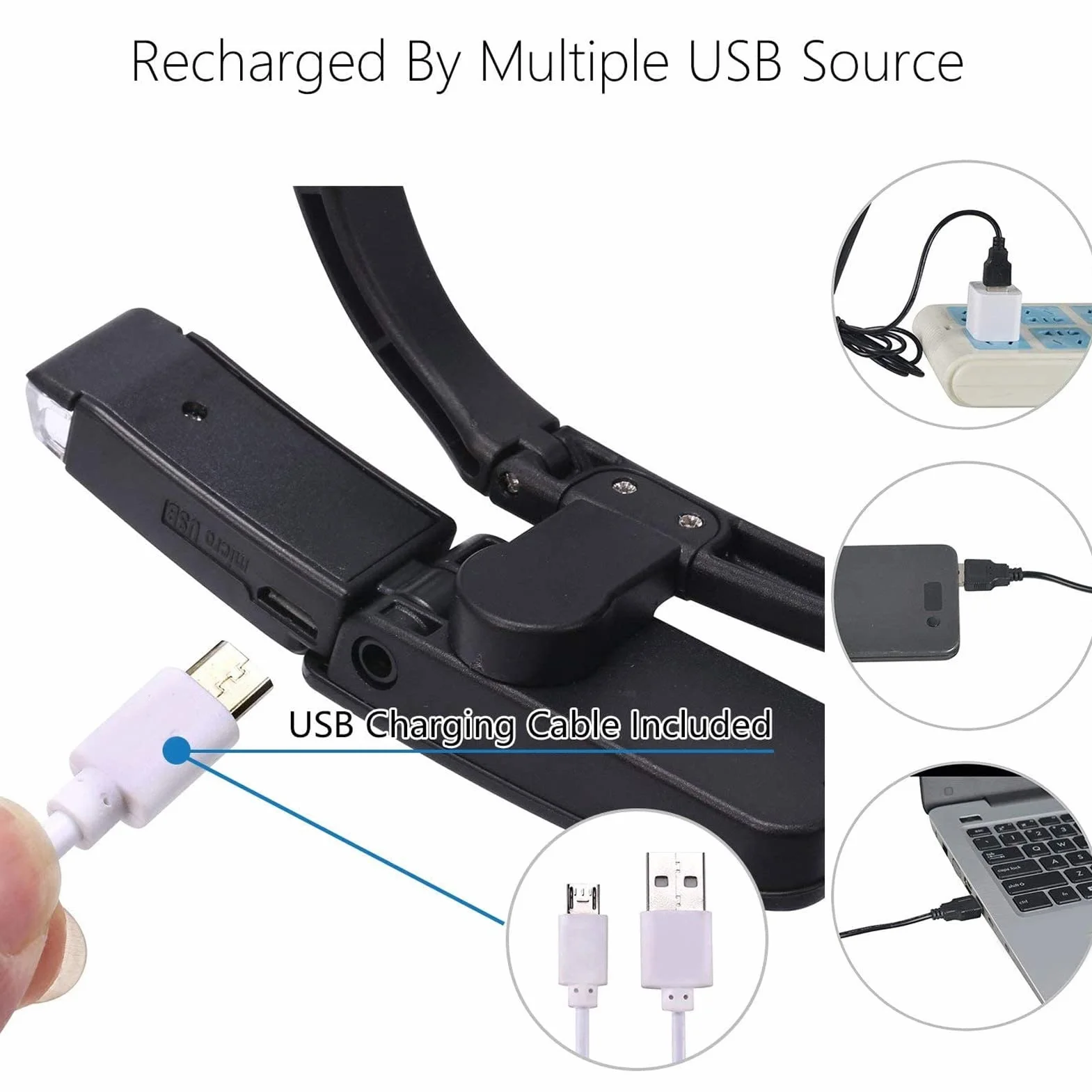 Lunettes loupes à tête rechargeables LED avec étui de rangement mains libres