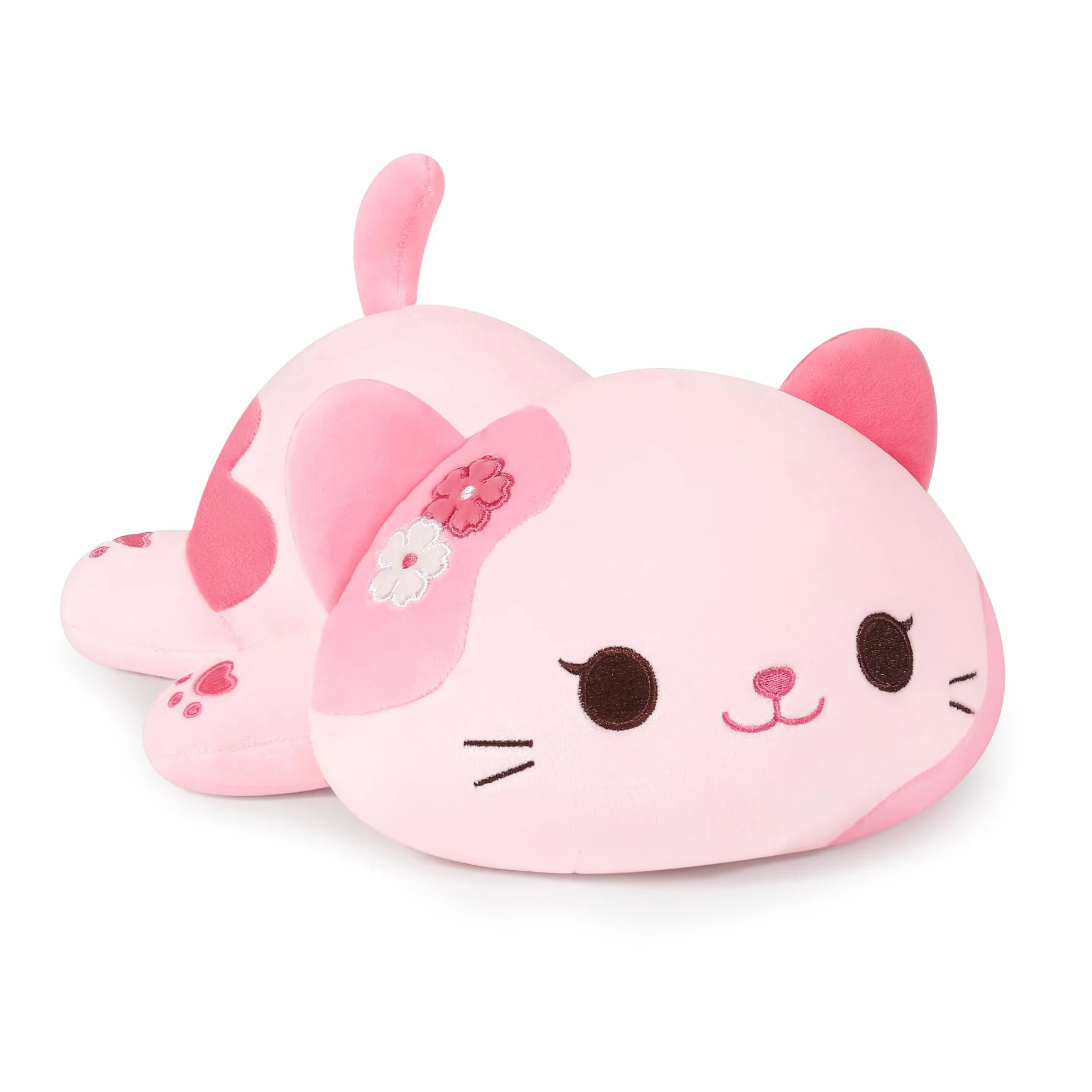 Jouet en peluche chat kawaii, coussin rose 23 cm pour enfants 3 ans+