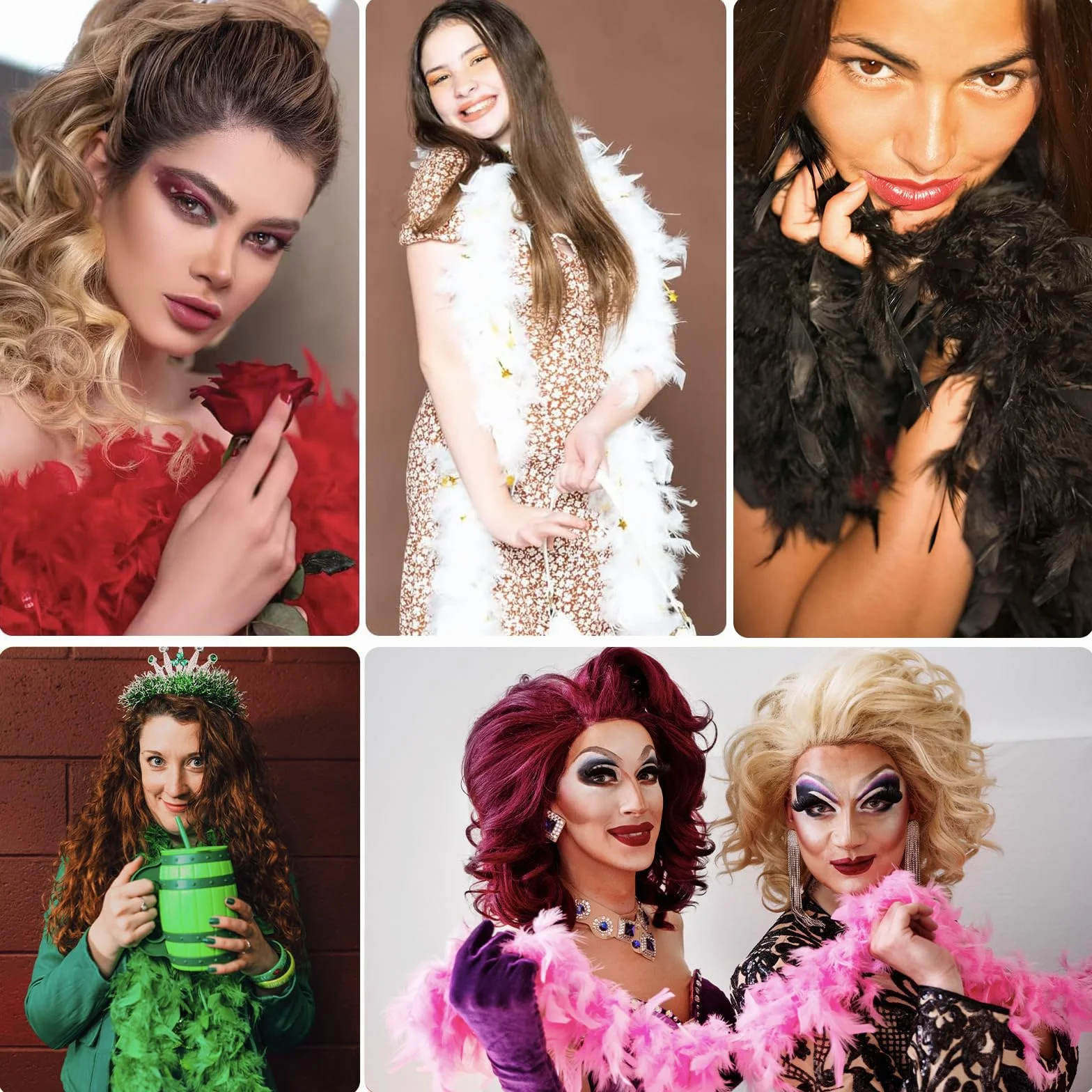 POPOYU Boa à Plumes 2M 80g Unisexe pour Déguisement Carnaval Fête Halloween Noël Mariage Cosplay