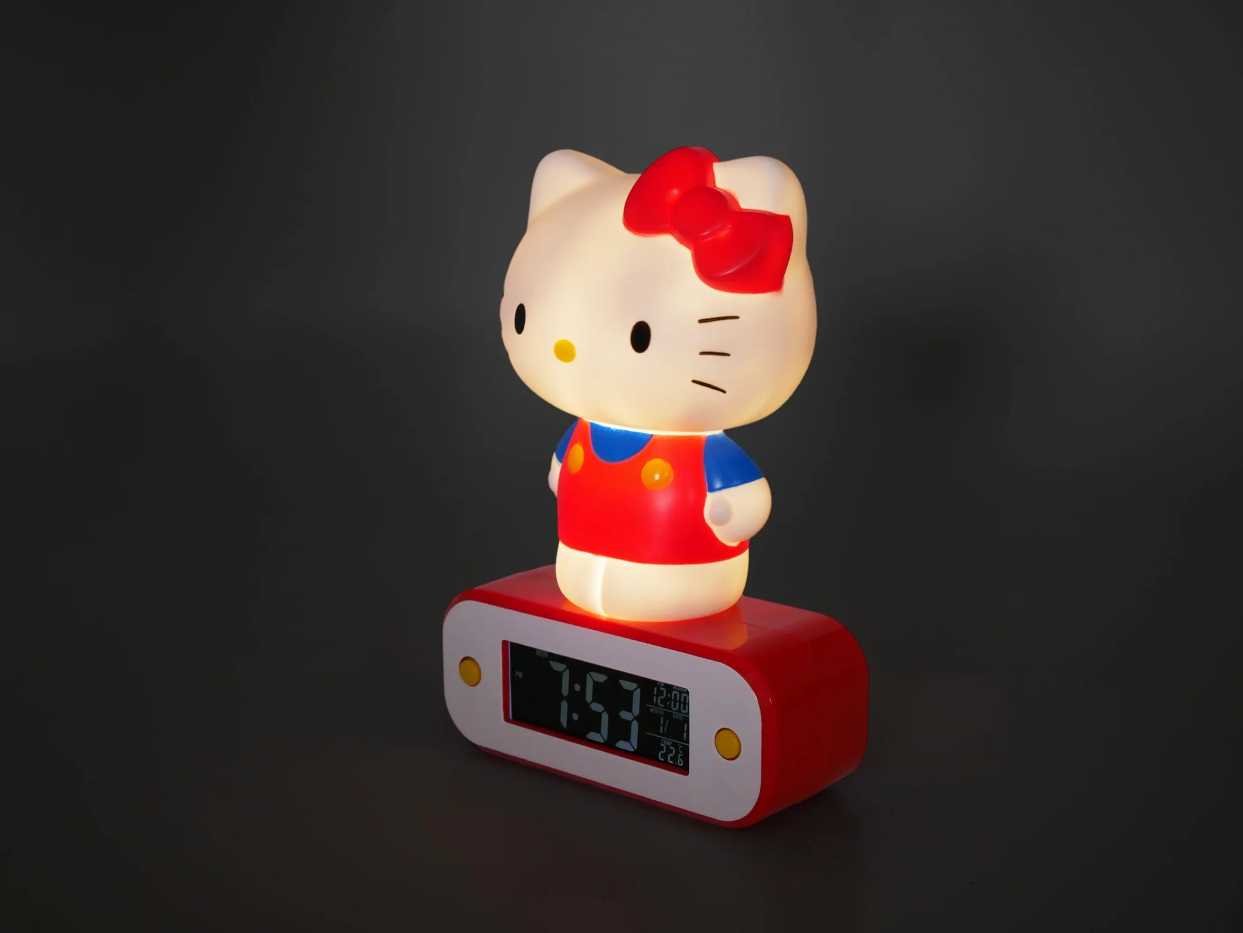 Hello Kitty Réveil Lumineux 17 cm 2 Modes d'éclairage Fonctionne avec 3 Piles AAA/Câble USB