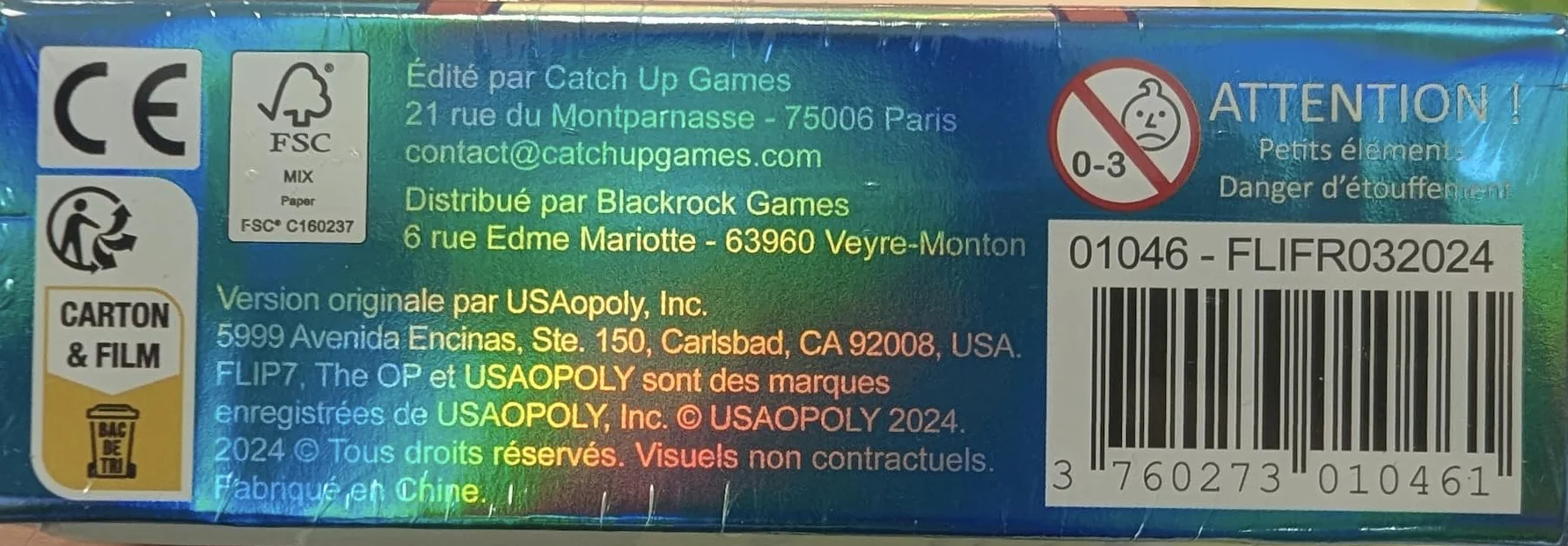 Catch Up Games Flip 7 Version Française Jeu de Cartes 3-6 Joueurs 8 Ans et Plus Règles Simples
