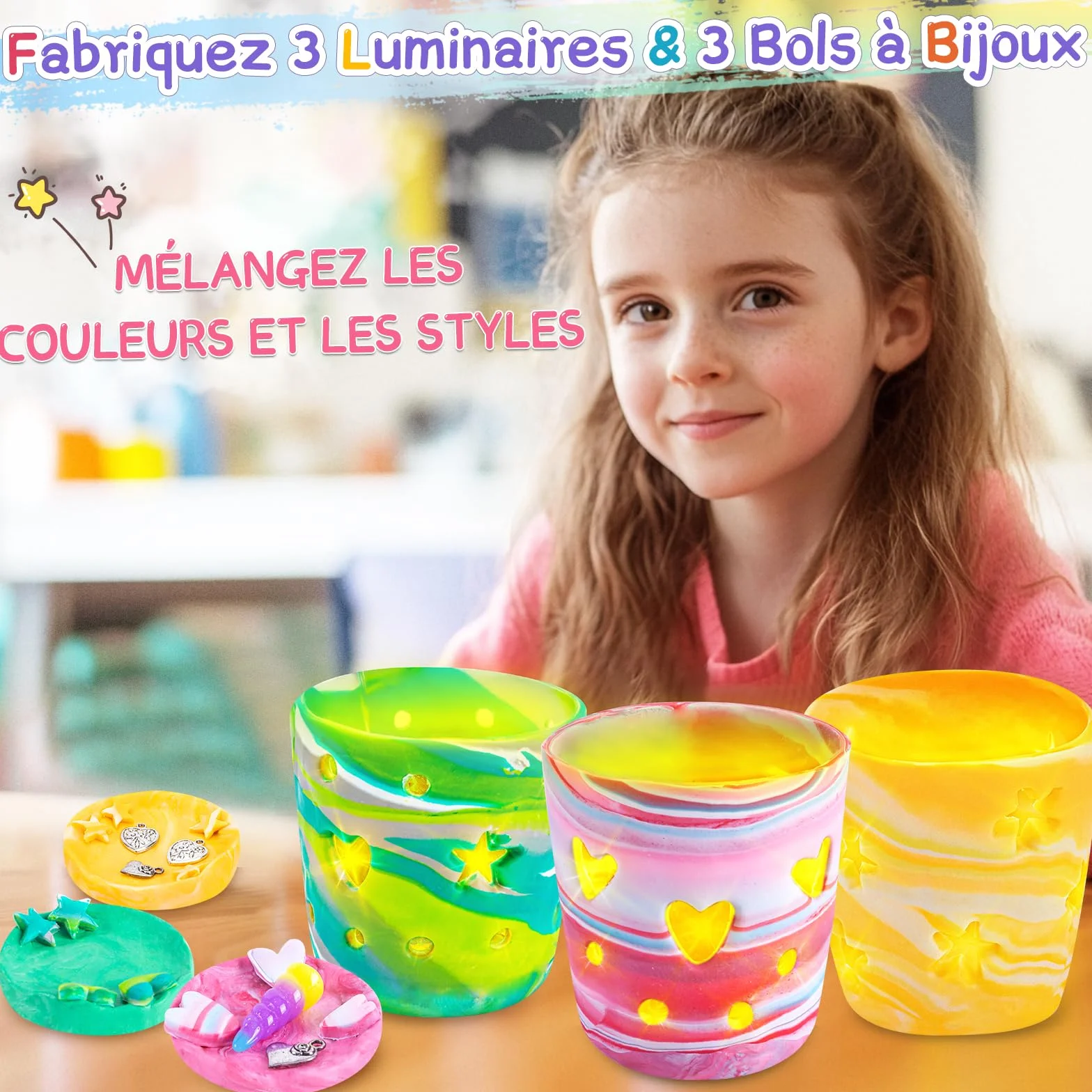 FGZU Kit de Lampes en Argile Bricolage Activité Manuelle Enfants Adultes DIY Loisir Créatif Cadeau Jouet 6-12 Ans
