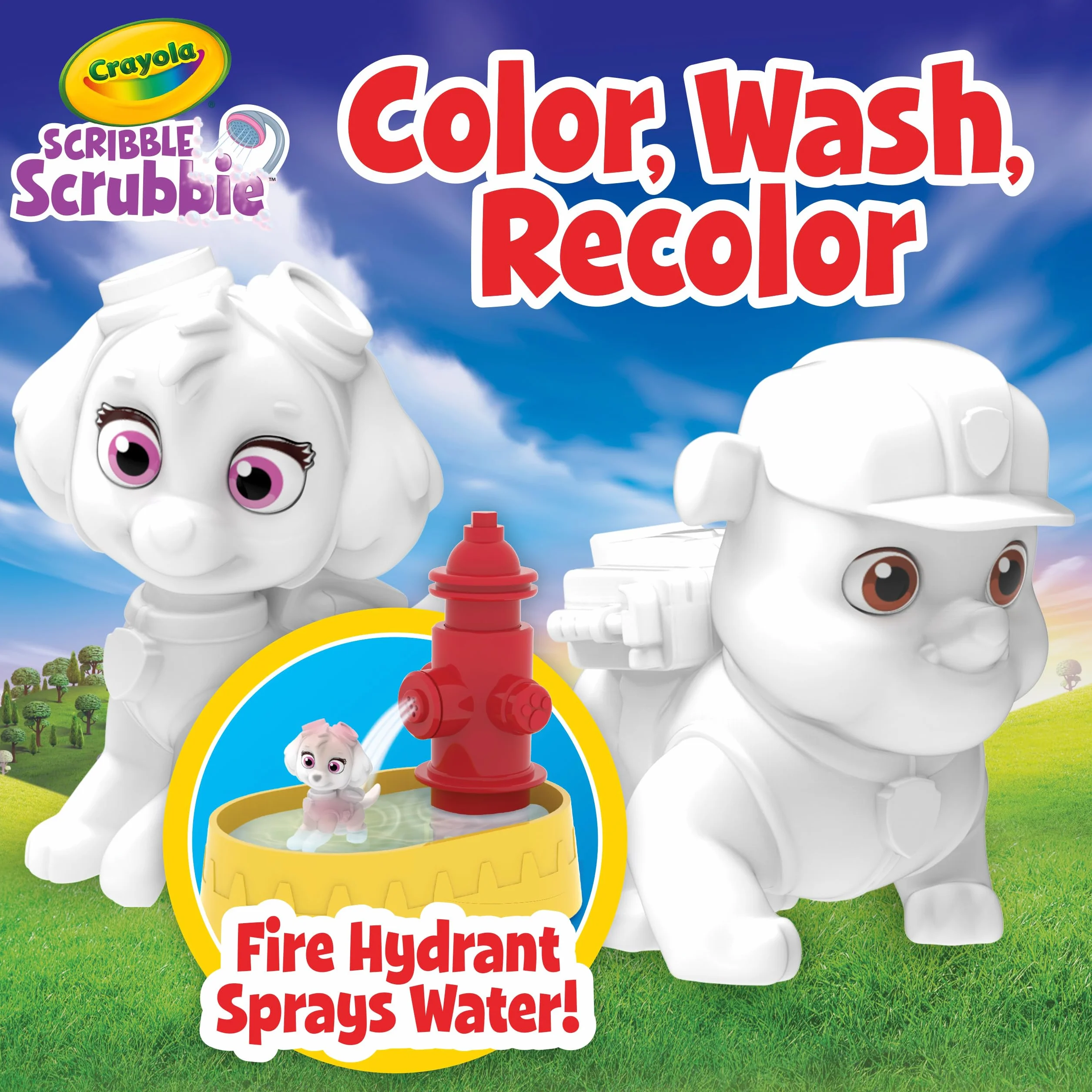 CRAYOLA Washimals Pat' Patrouille Kit Activité 5 bébés Animaux 8 Feutres Lavables Baignoire Douche Petite Brosse Jeu Enfants 3 Ans