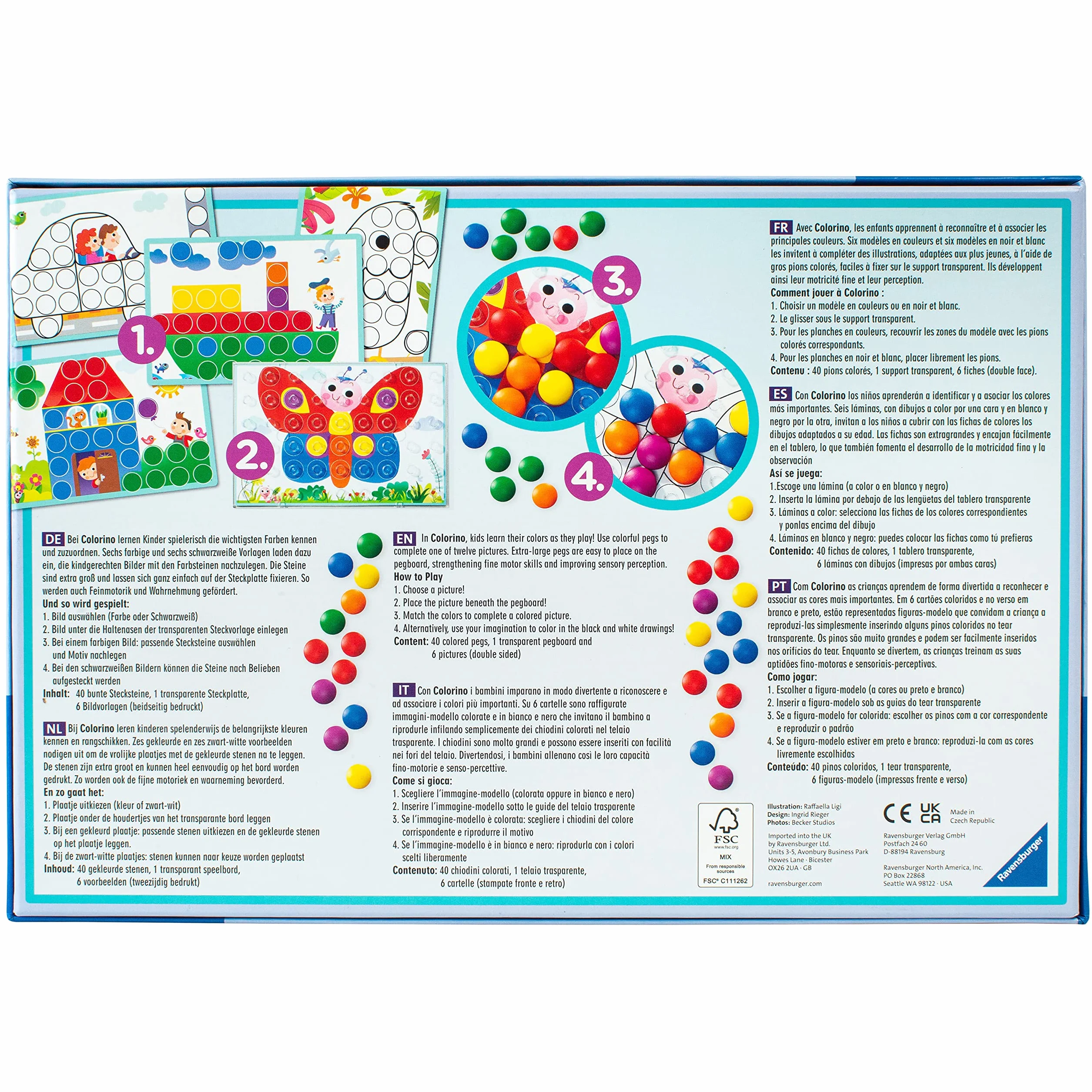 Ravensburger Colorino 20832 - Jeu pour Apprendre les Couleurs, Mosaïque Plug-in, Jouet dès 2 Ans
