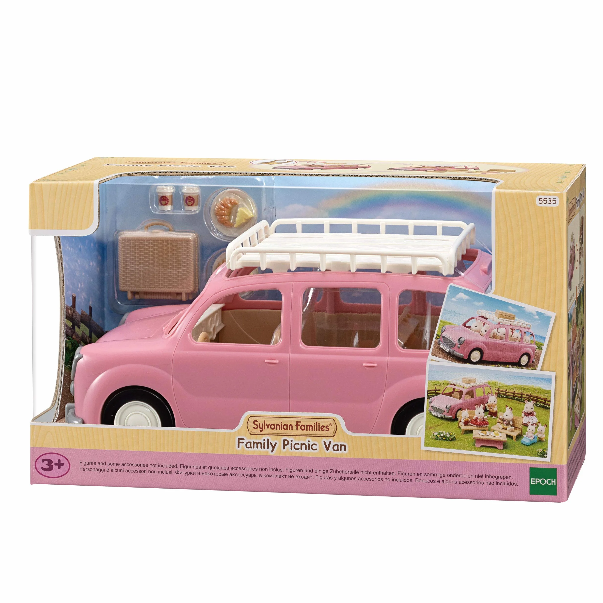 Sylvanian Families Le monospace rose et set de pique-nique 13 accessoires Figurines animaux miniatures Jouet enfant 3 ans et +