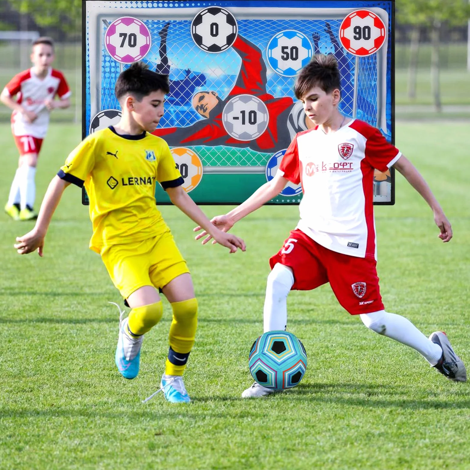 KOIROI Jeux de Football Enfant 3-8 Ans, But de Foot Exterieur, Ensemble de Ballon Football Enfants, Cadeau Fan de Foot