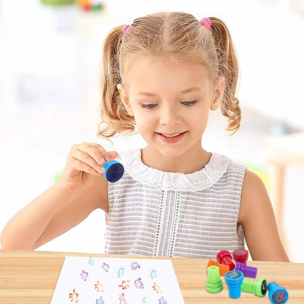 Tampons Dinosaure Animal Auto-Encreurs 10 Pièces pour Fêtes Scolaires